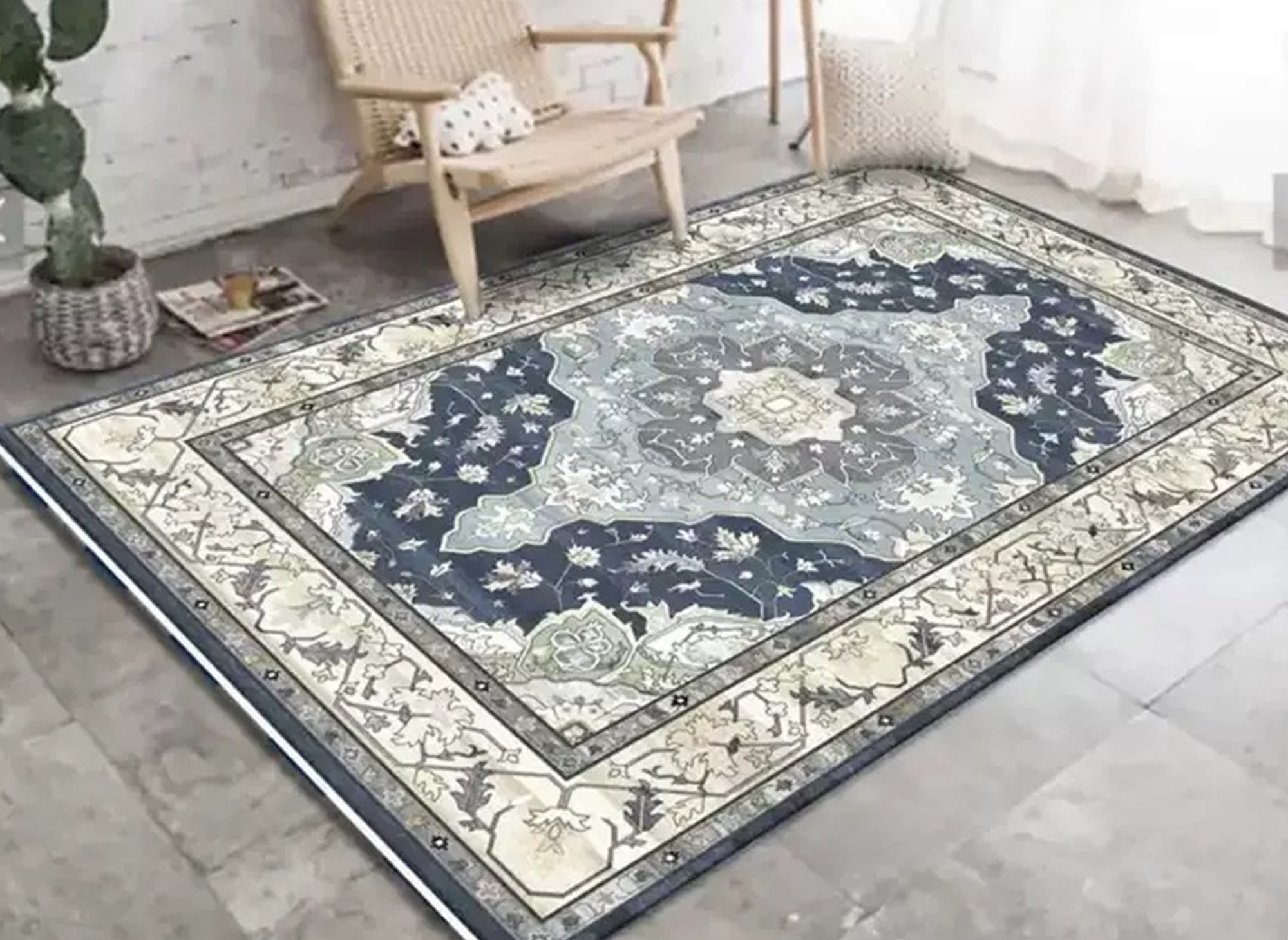 Rechteckiger Teppich im orientalischen Stil in Blau und Weiß 160x230 cm JASMINE