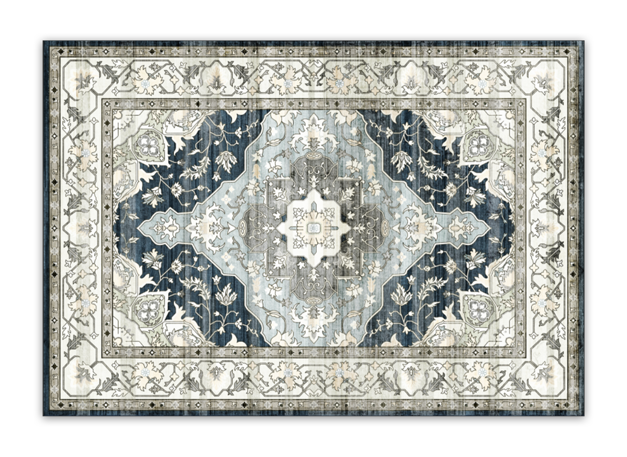 Rechteckiger Teppich im orientalischen Stil in Blau und Weiß 160x230 cm JASMINE