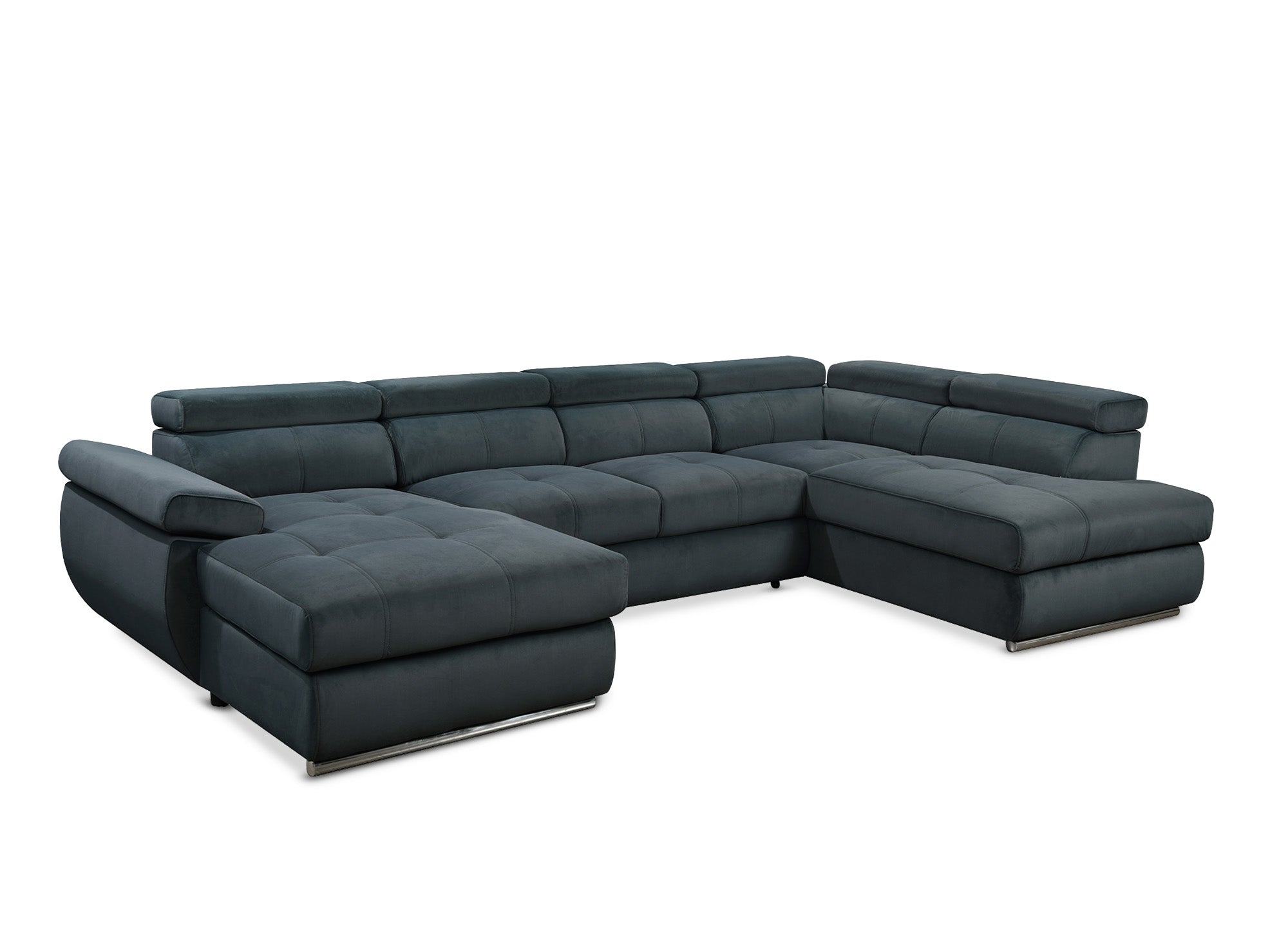 MARIANO Panorama-Sofa mit Stauraum aus grauem Samt – Linke Ecke