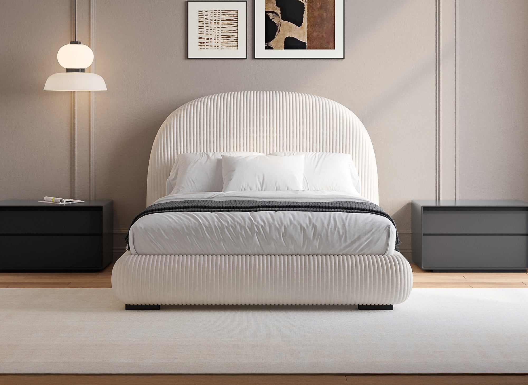 COSY Doppelbett aus dickem Cord in Beige 140x190cm