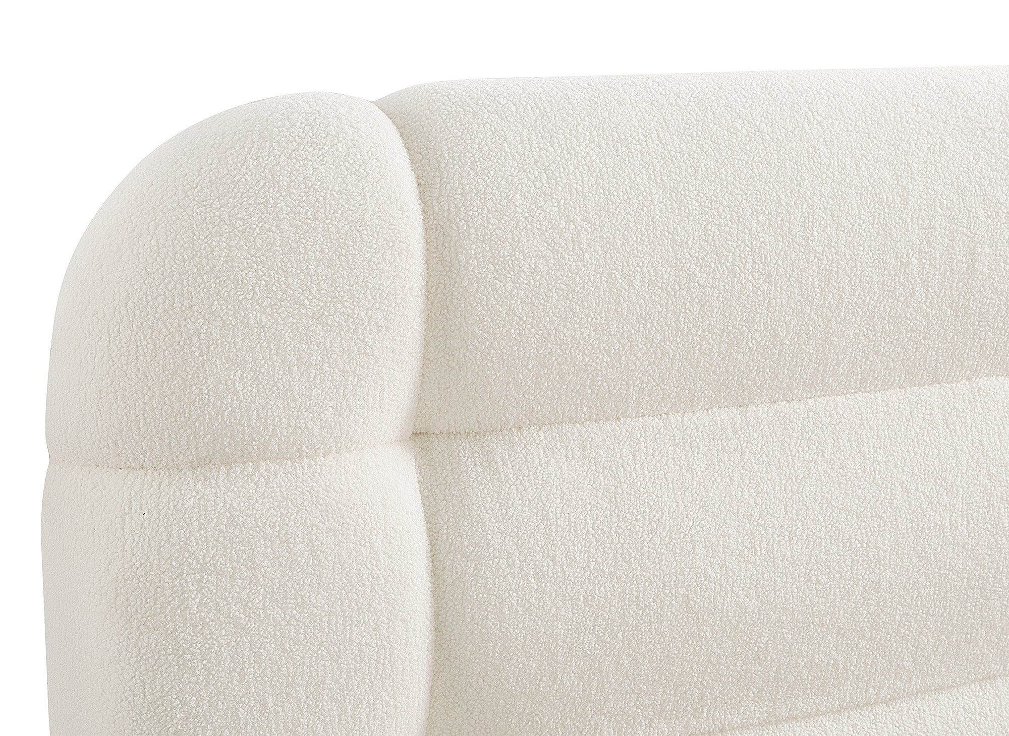 Doppelbett aus ecrufarbenem Bouclé-Stoff 160x200 cm YOURI