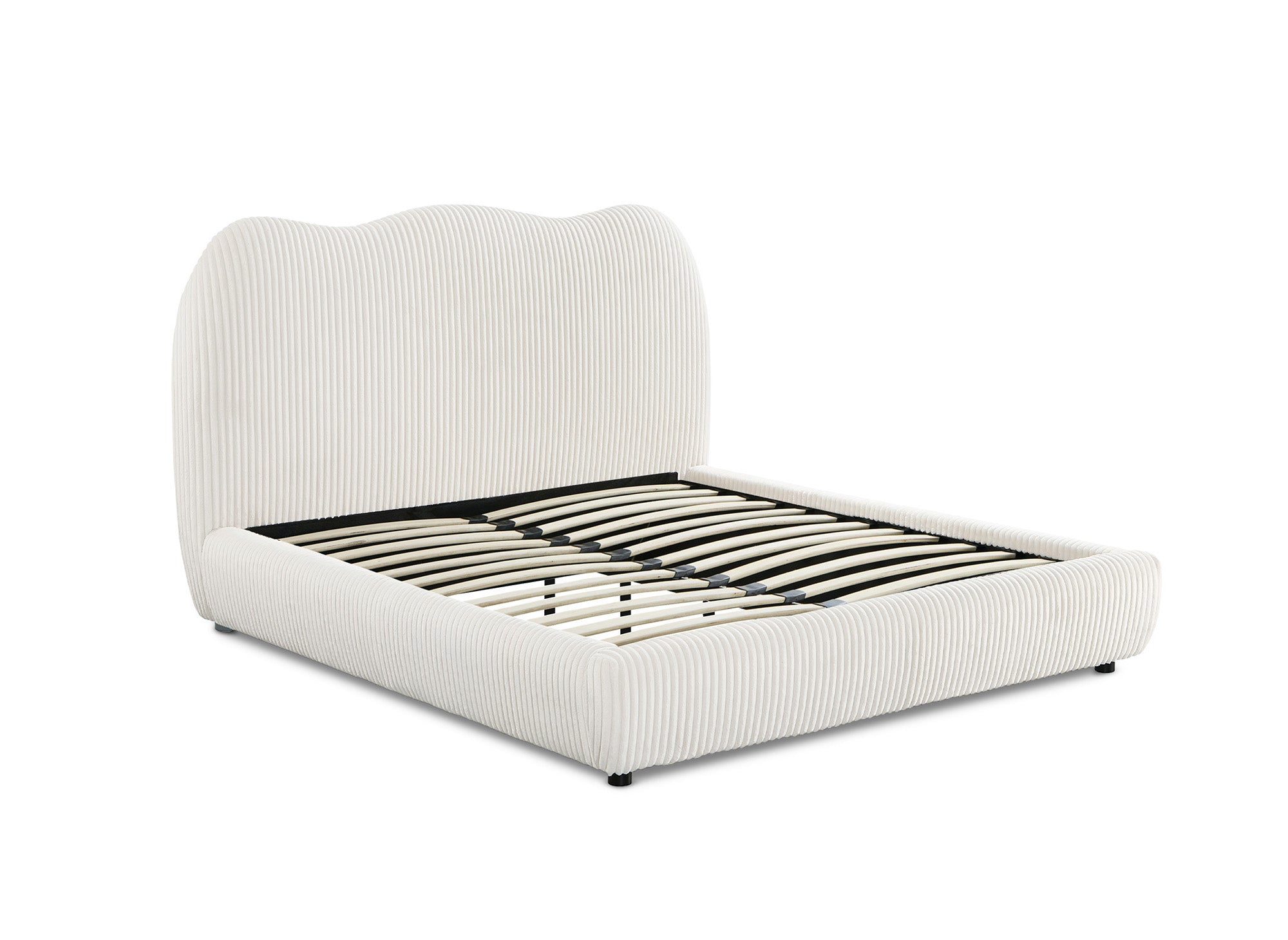 SARA Doppelbett aus dickem, beigefarbenem Cord 140x190cm