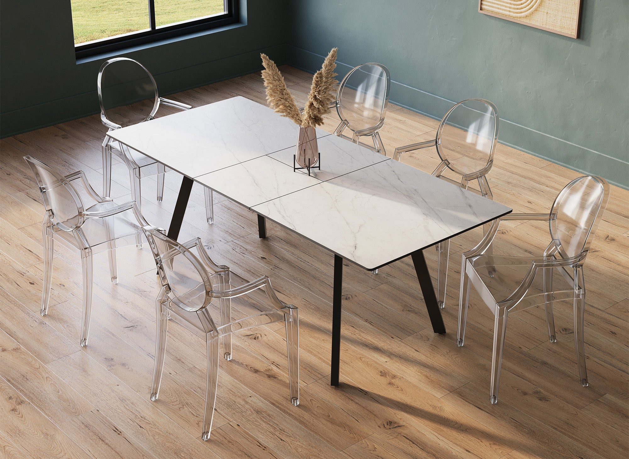 4er-Set transparente Plexiglasstühle mit Armlehnen TOLGA
