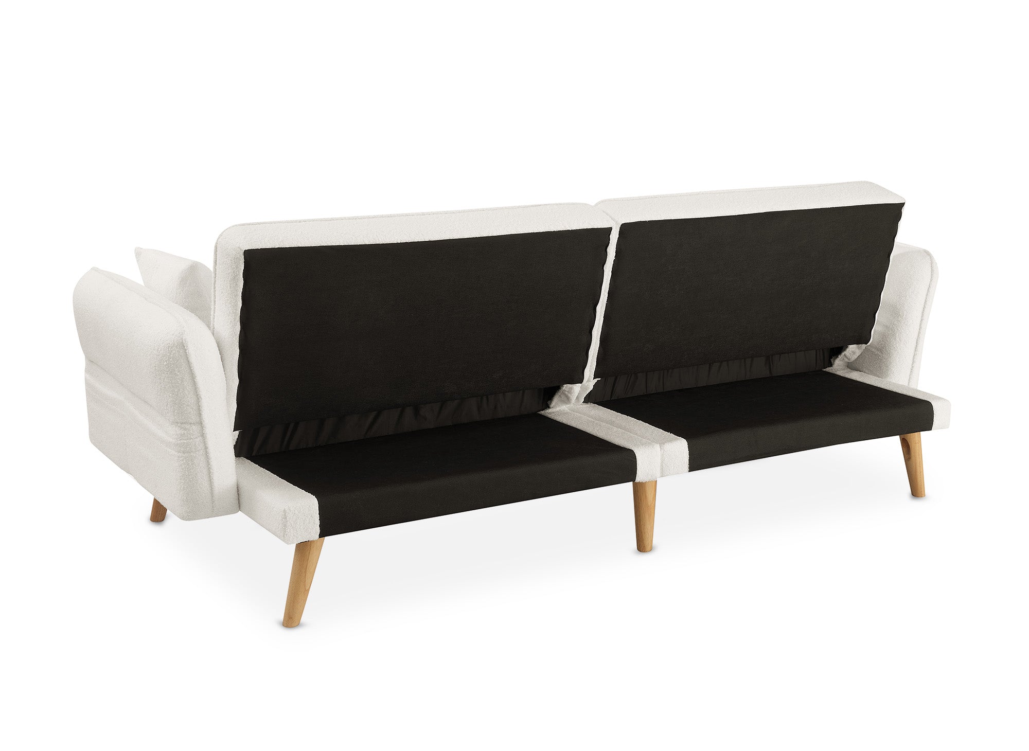 CHILI 3-Sitzer-Schlafsofa aus ecru-weißem Bouclé-Stoff