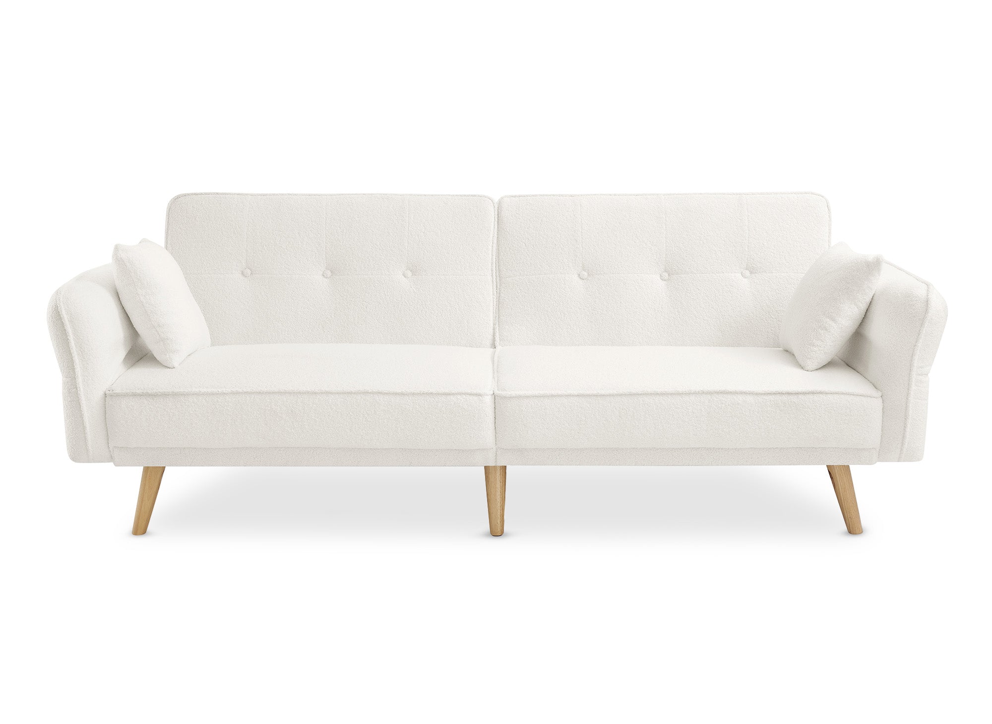 CHILI 3-Sitzer-Schlafsofa aus ecru-weißem Bouclé-Stoff