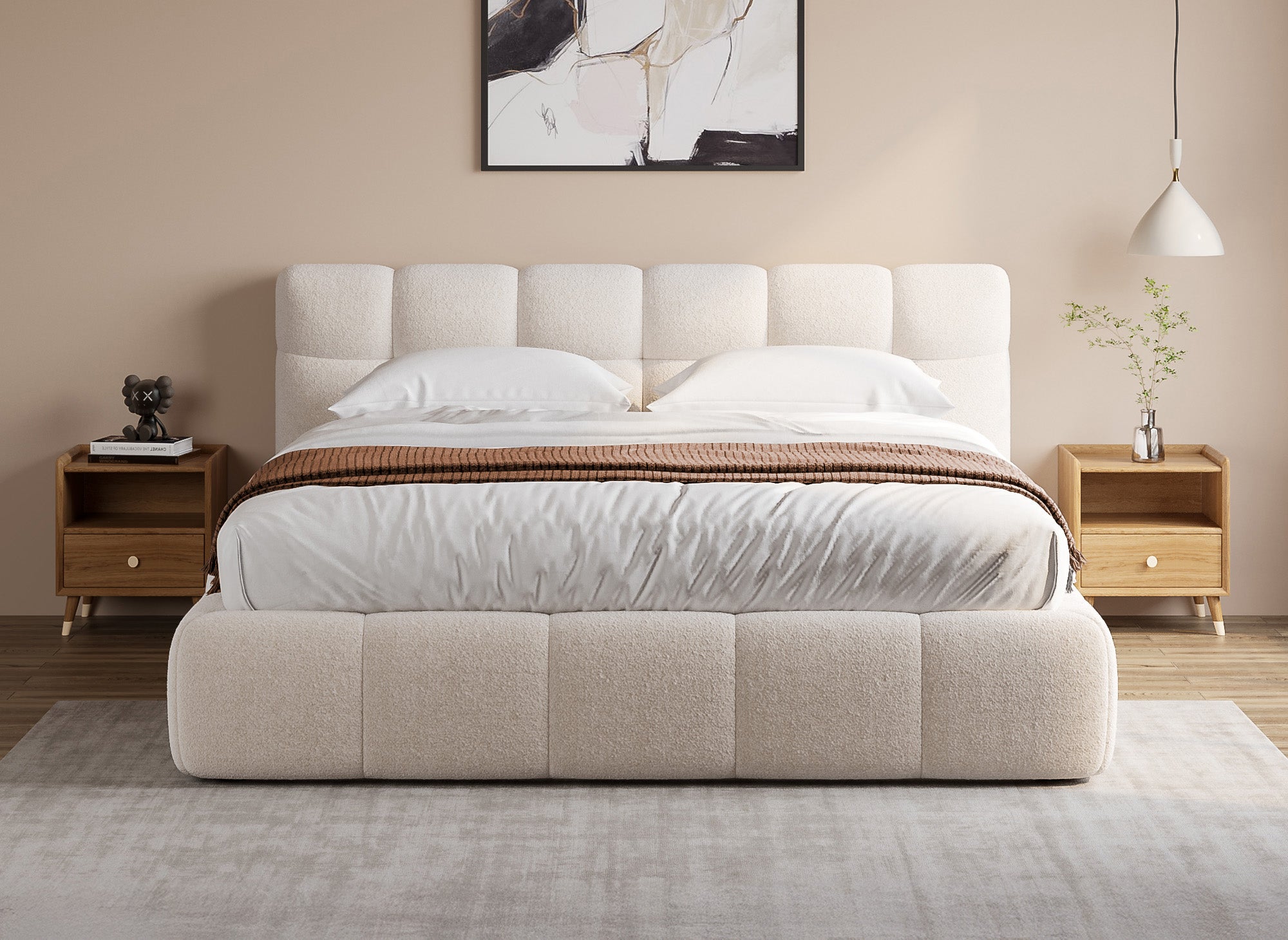 GEORGINA Bett mit Stauraum, Frottee, ecru, 160 x 200 cm