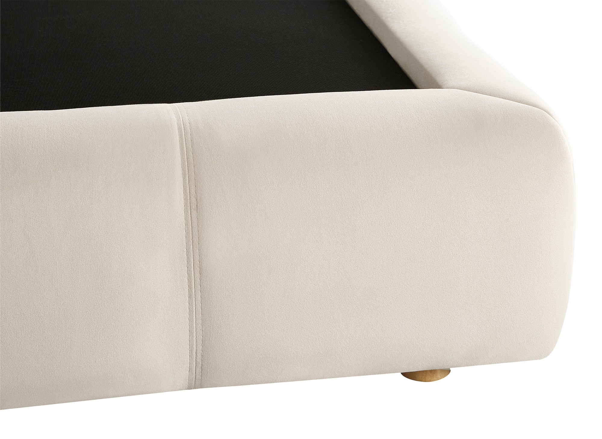 GEORGINA Bett mit Stauraum aus beigefarbenem Samt 140x190 cm