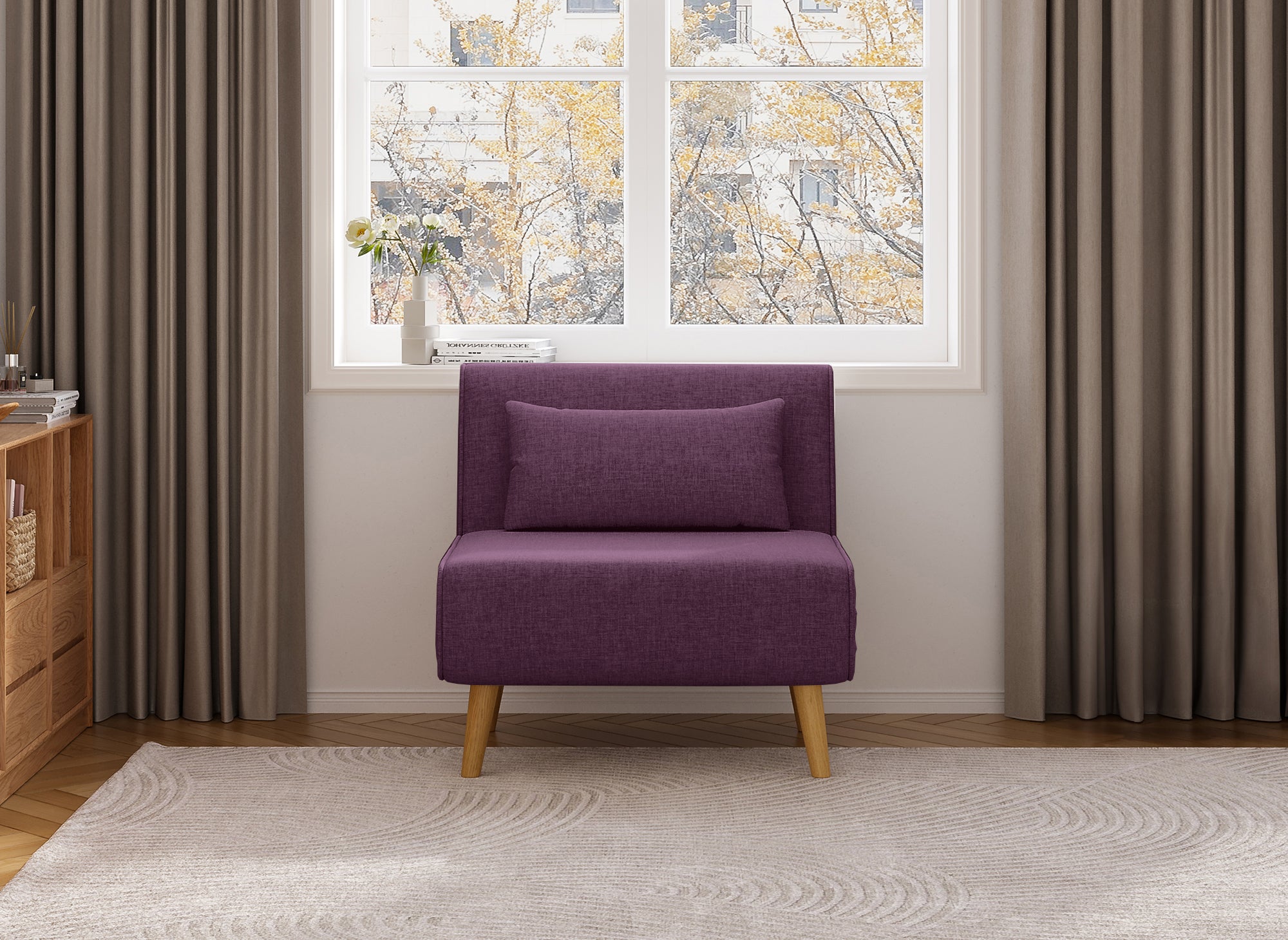 TONKA verwandelbarer Sessel aus violettem Stoff