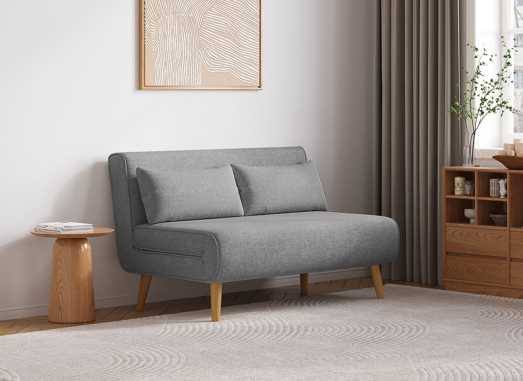 TONKA 2-Sitzer-Schlafsofa aus grauem Stoff