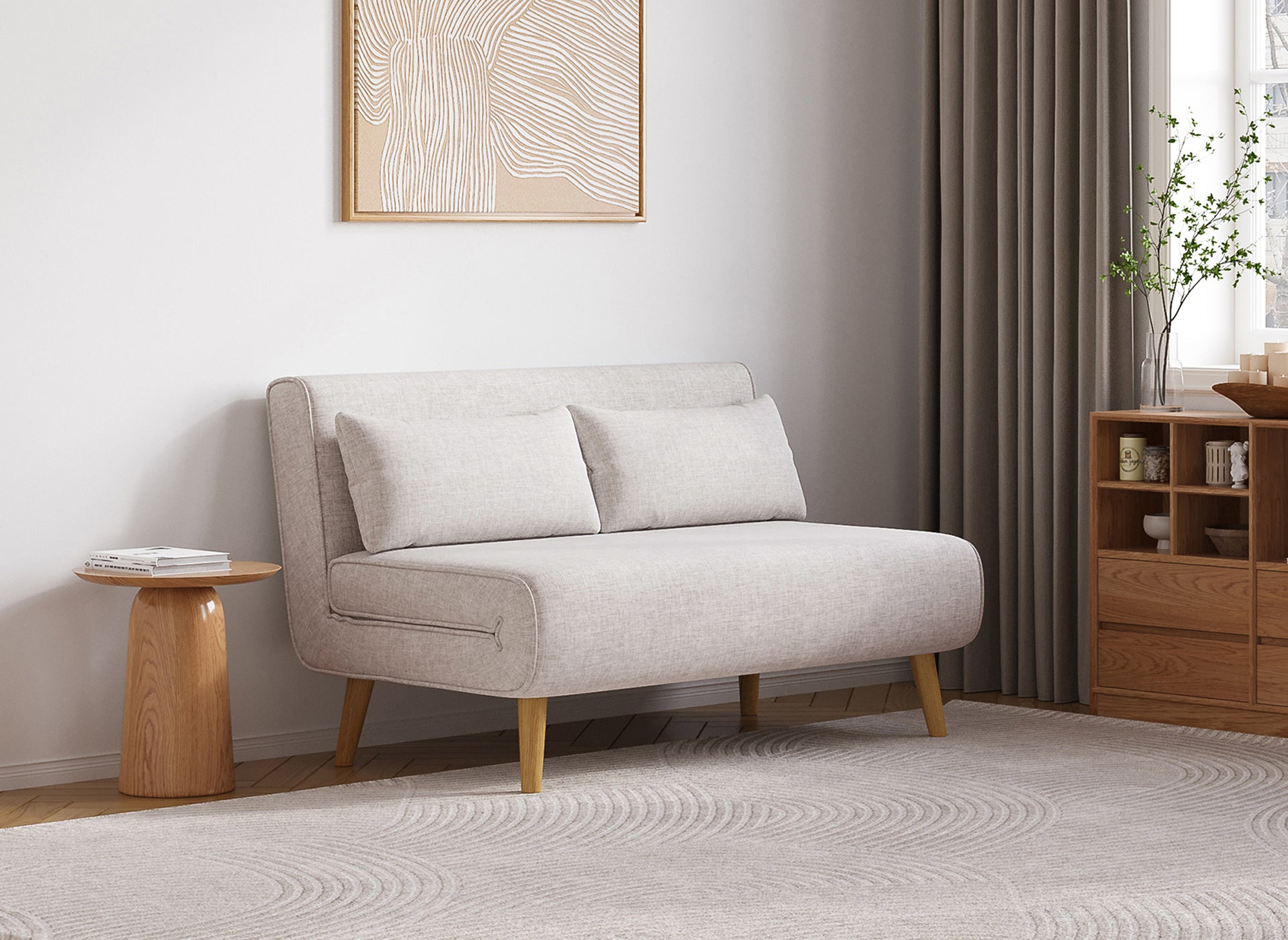 TONKA 2-Sitzer-Schlafsofa aus beigem Stoff