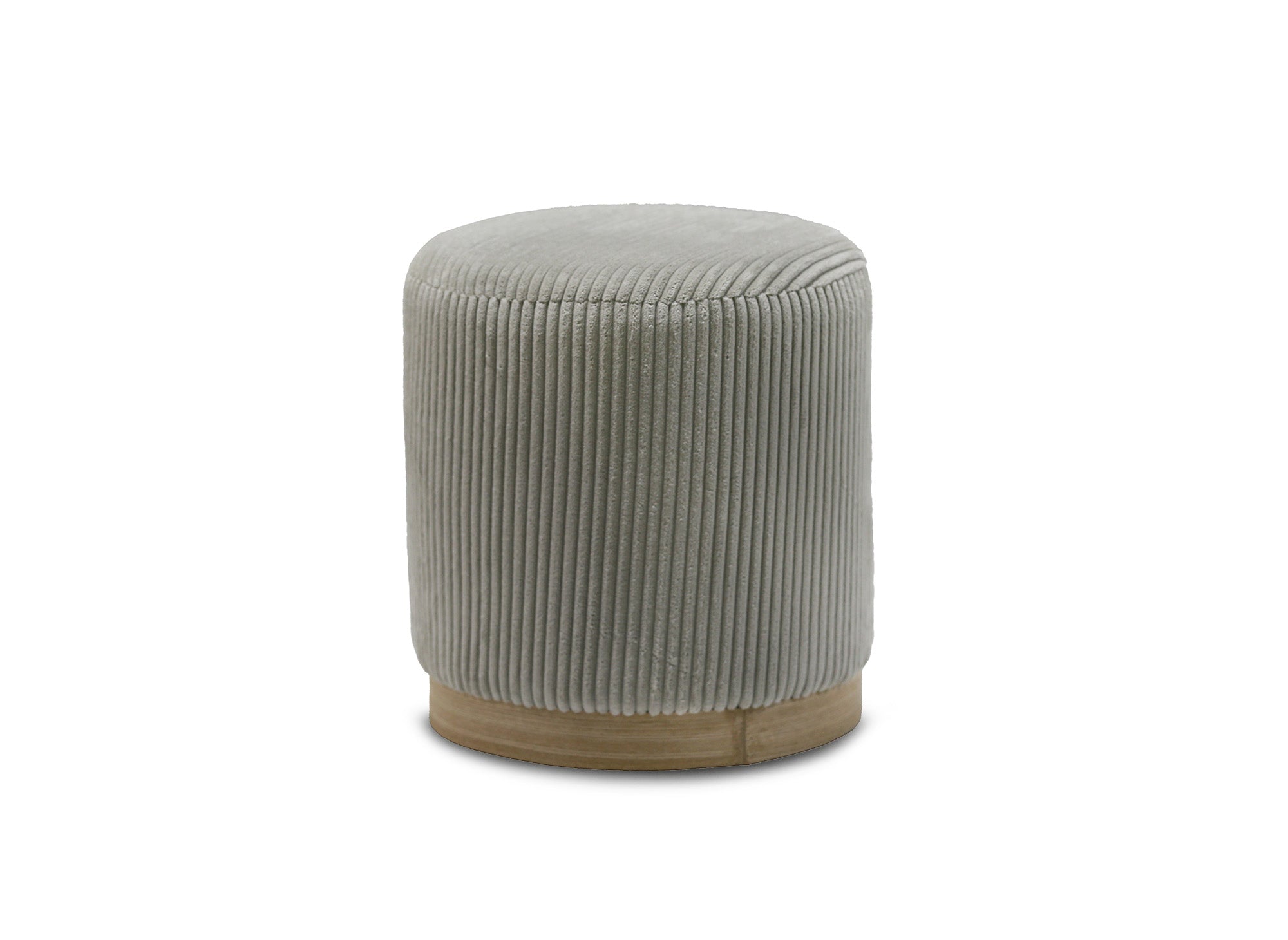 NAORA grauer Cord-Designer-Pouf mit Holzbeinen