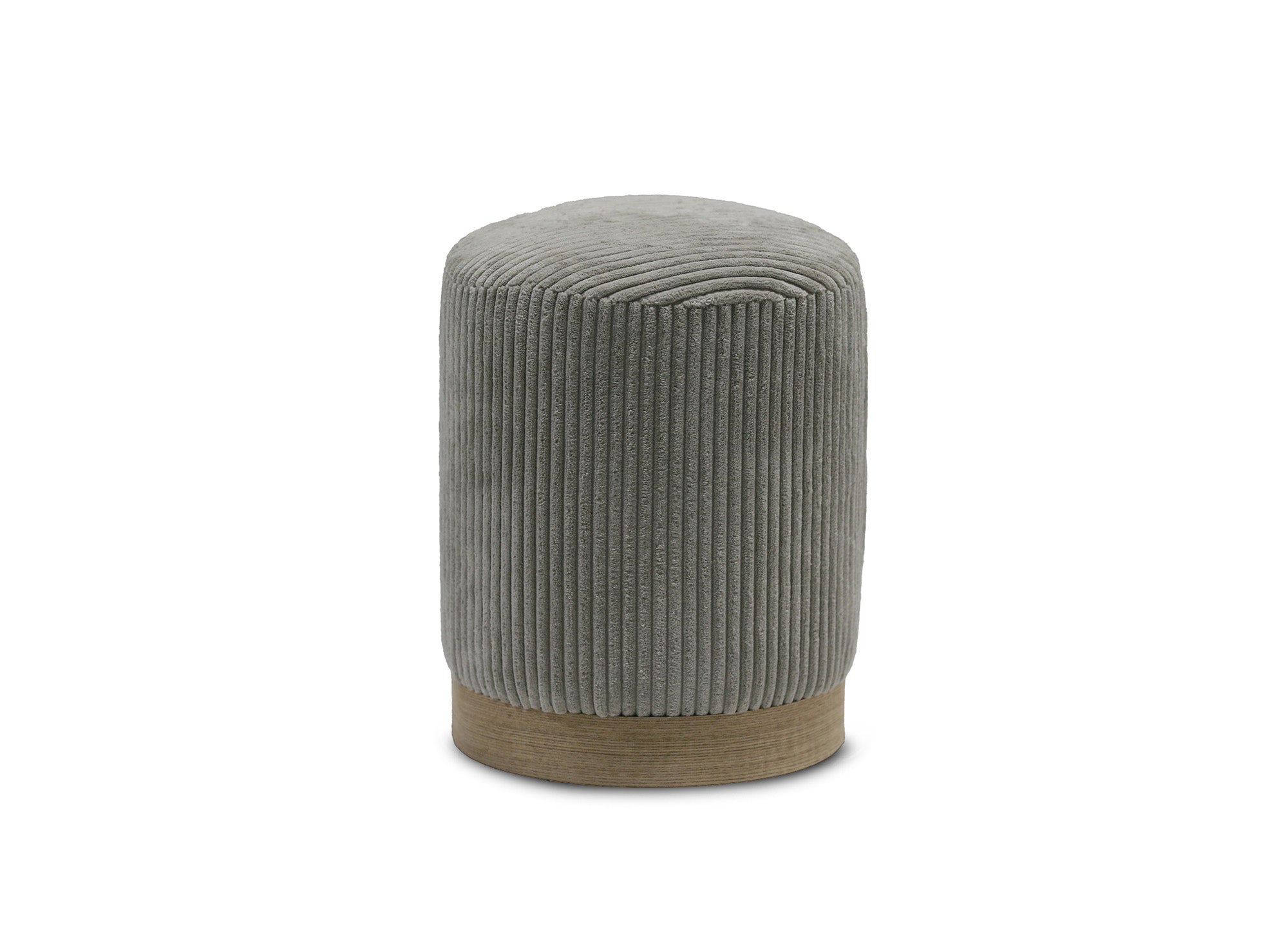 Designer-Pouf ROY aus grauem Cord und Holz