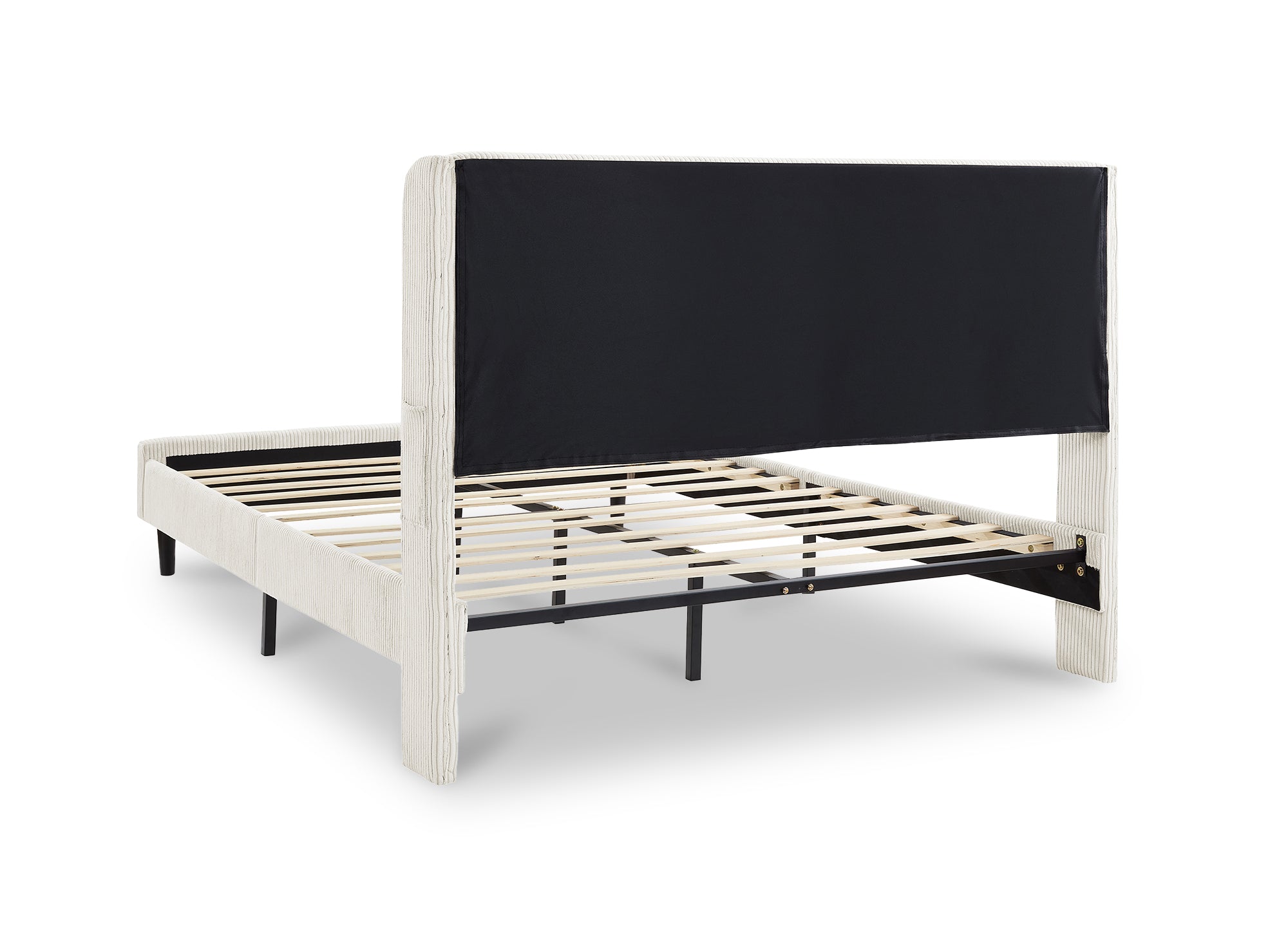 LEVY Doppelbett aus dickem, beigefarbenem Cord 160x200cm