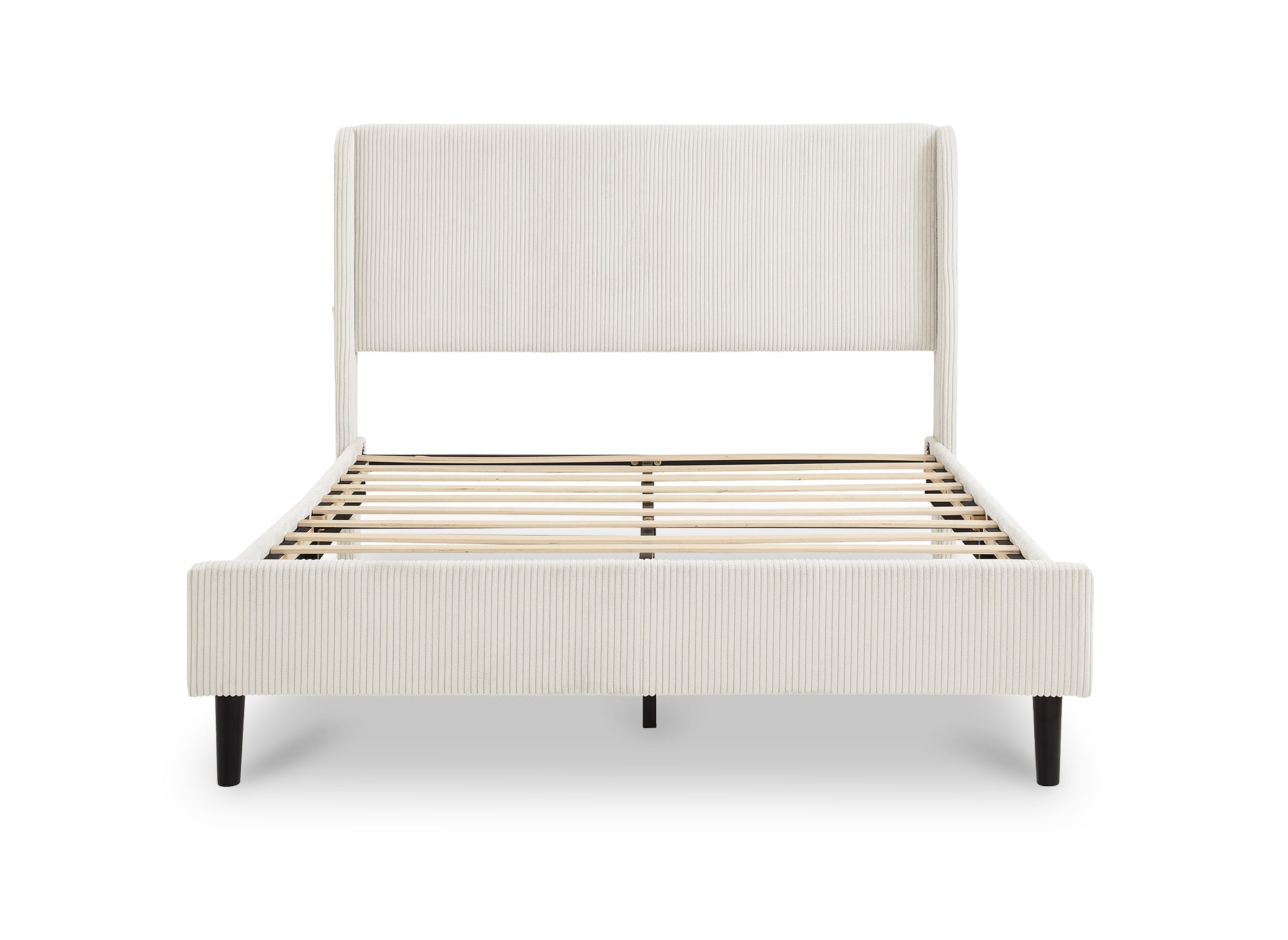 LEVY Doppelbett aus dickem, beigefarbenem Cord 160x200cm