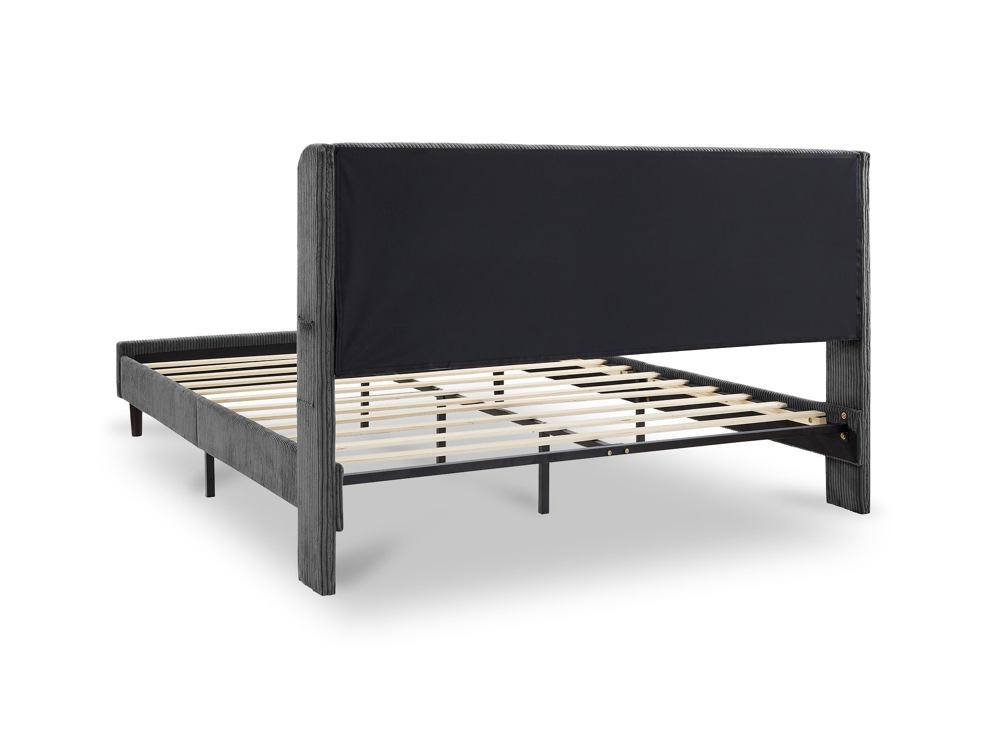 LEVY Doppelbett aus dickem Cord, dunkelgrau, 160 x 200 cm