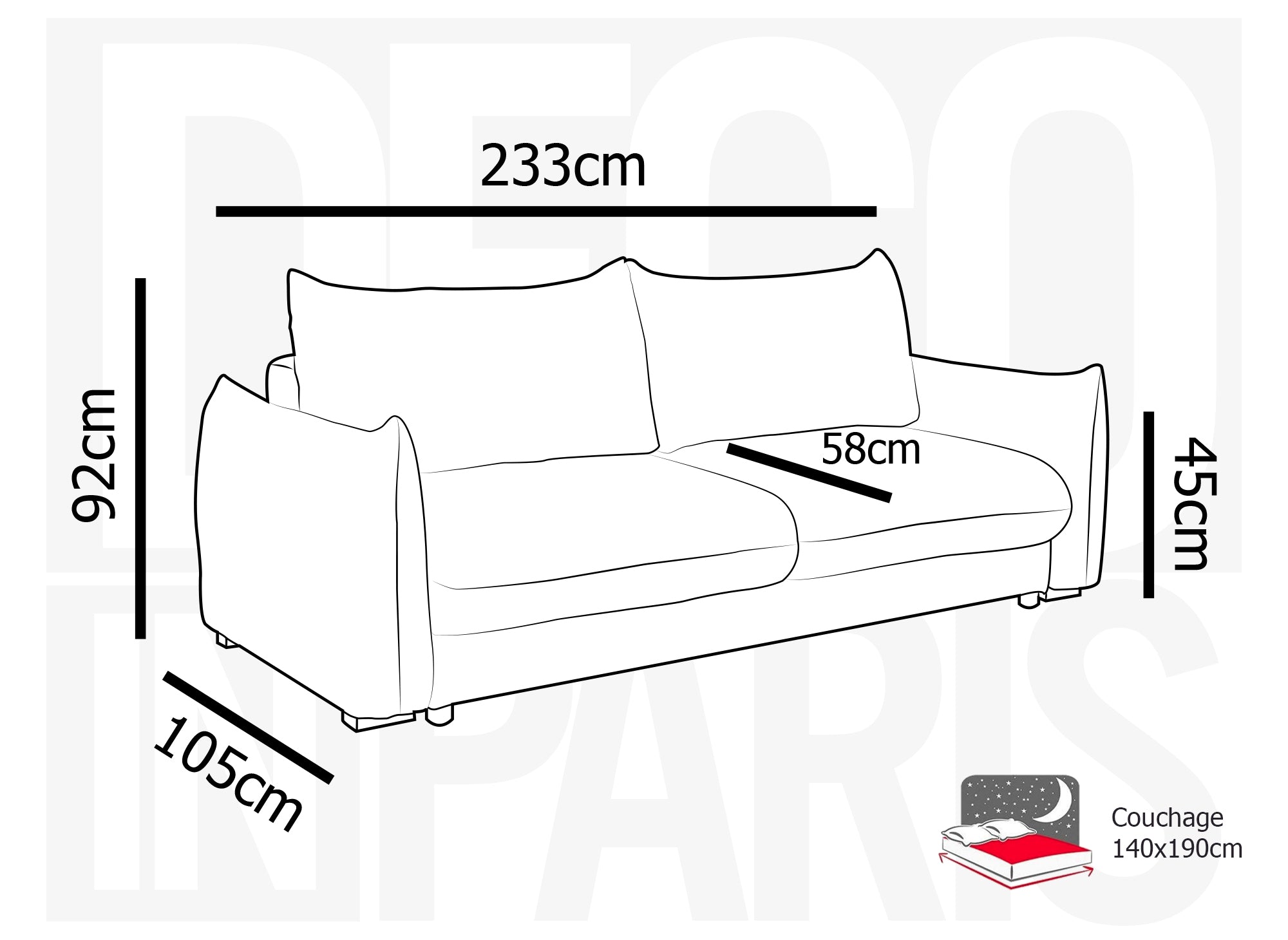 COLBY 3-Sitzer-Sofa aus grau meliertem Samt mit Stauraum