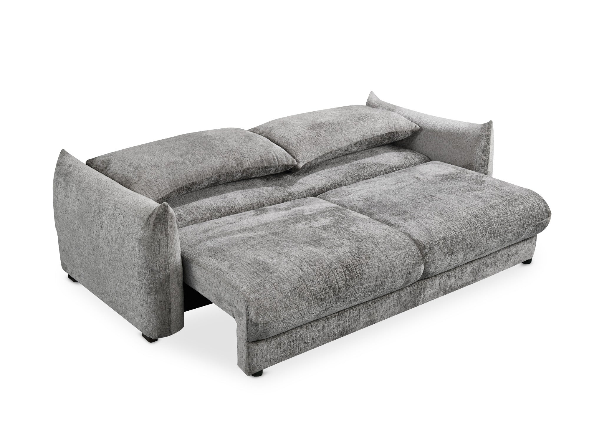 COLBY 3-Sitzer-Sofa aus grau meliertem Samt mit Stauraum