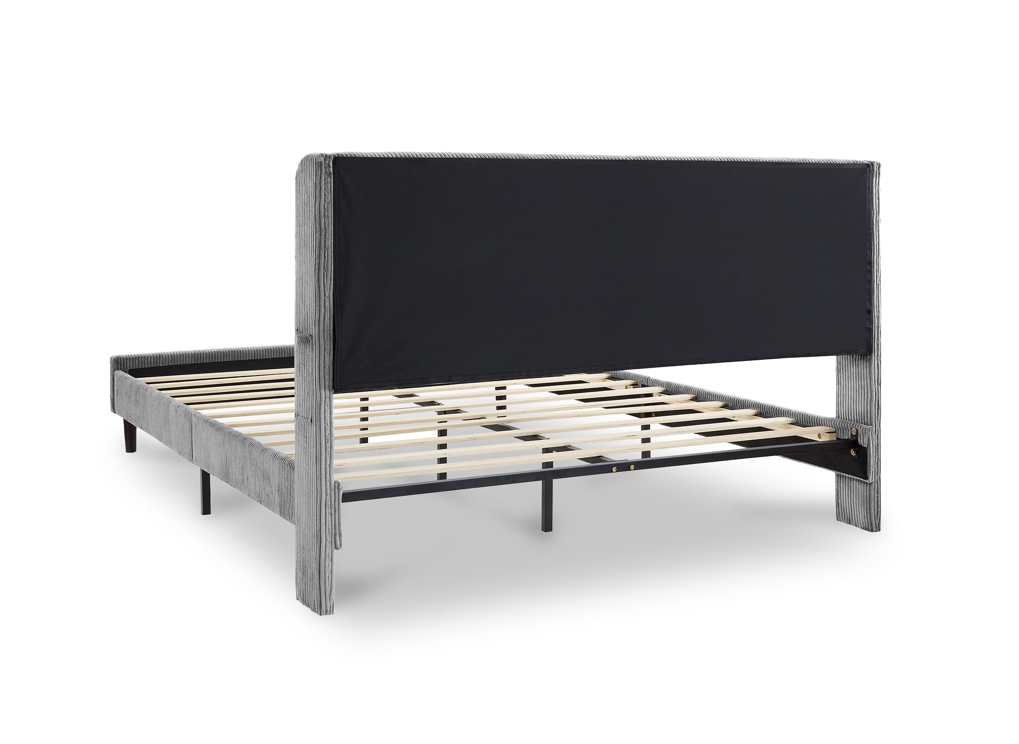 LEVY Doppelbett aus dickem Cord, hellgrau, 160 x 200 cm