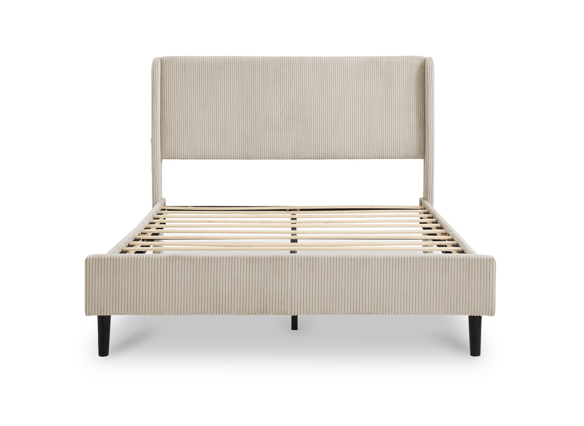 LEVY dickes taupefarbenes Cord-Doppelbett 160x200cm
