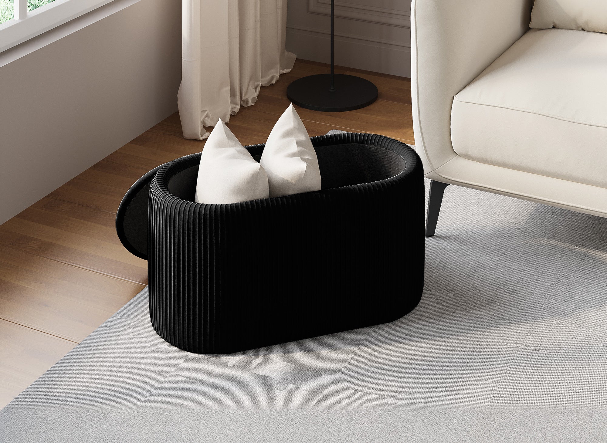 MERY schwarze Samtsitzbank mit Aufbewahrungsbox