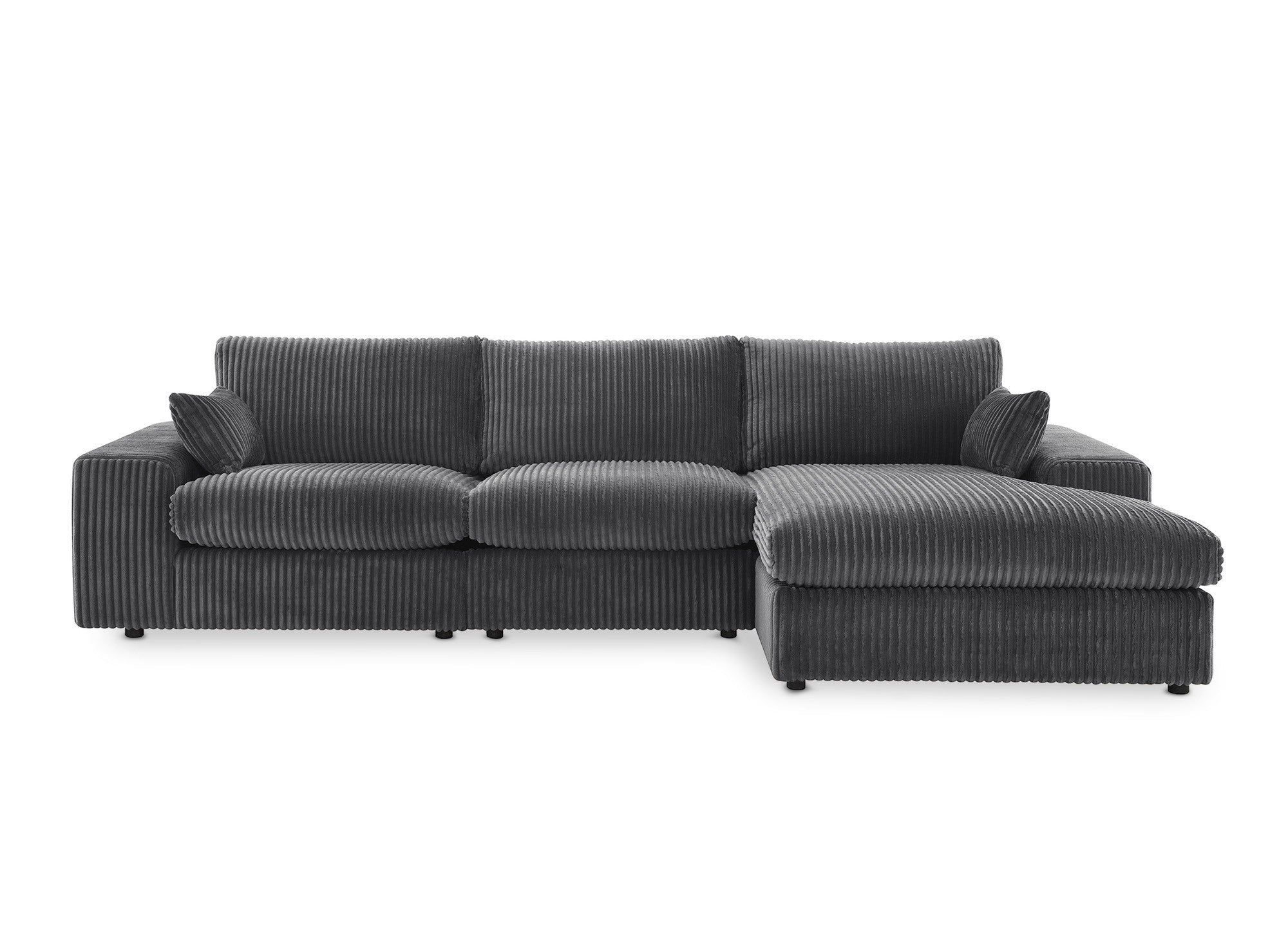 SIRINA weiches graues geripptes Wende-Ecksofa