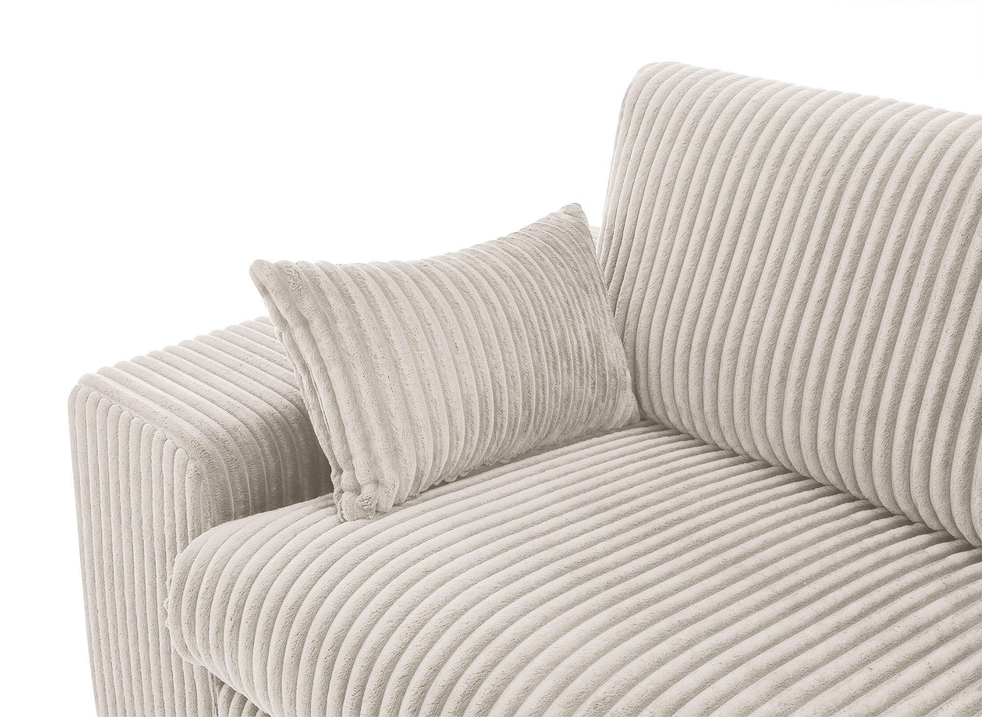 SIRINA weiches beige geripptes Wende-Ecksofa