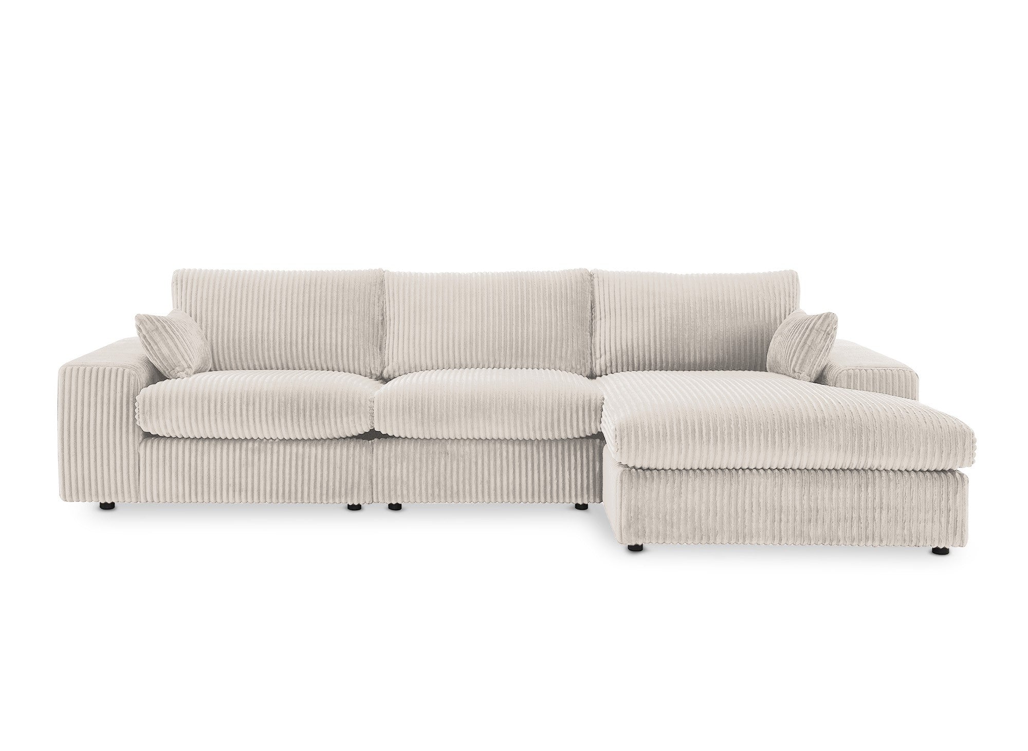 SIRINA weiches beige geripptes Wende-Ecksofa