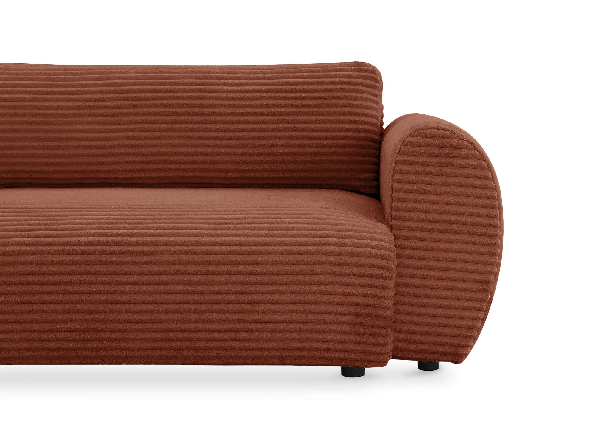 TILDA Terrakotta geripptes Ecksofa mit Schlaffunktion, Chaiselongue und Stauraum – Linke Ecke