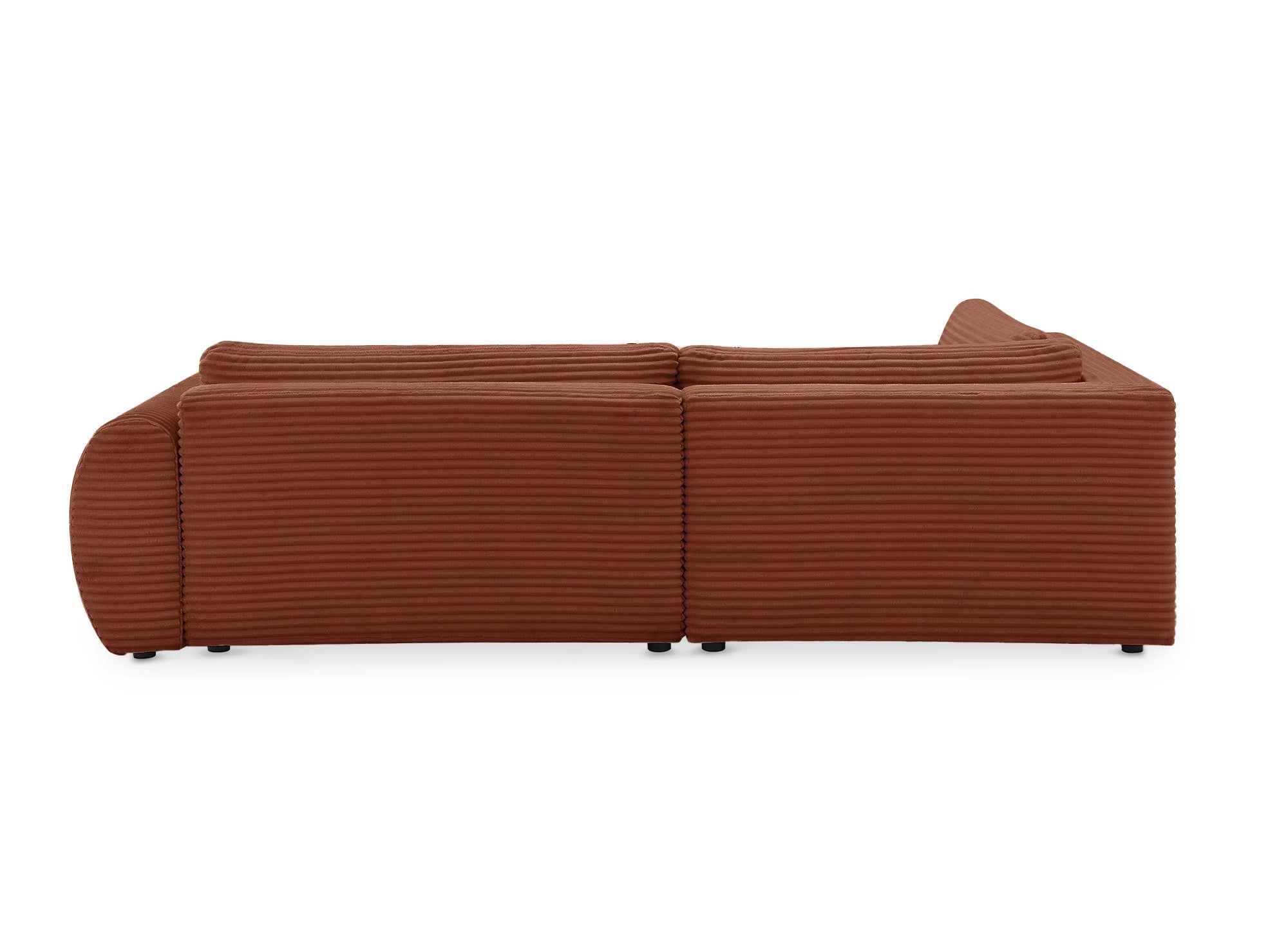 TILDA Terrakotta geripptes Ecksofa mit Schlaffunktion, Chaiselongue und Stauraum – Linke Ecke