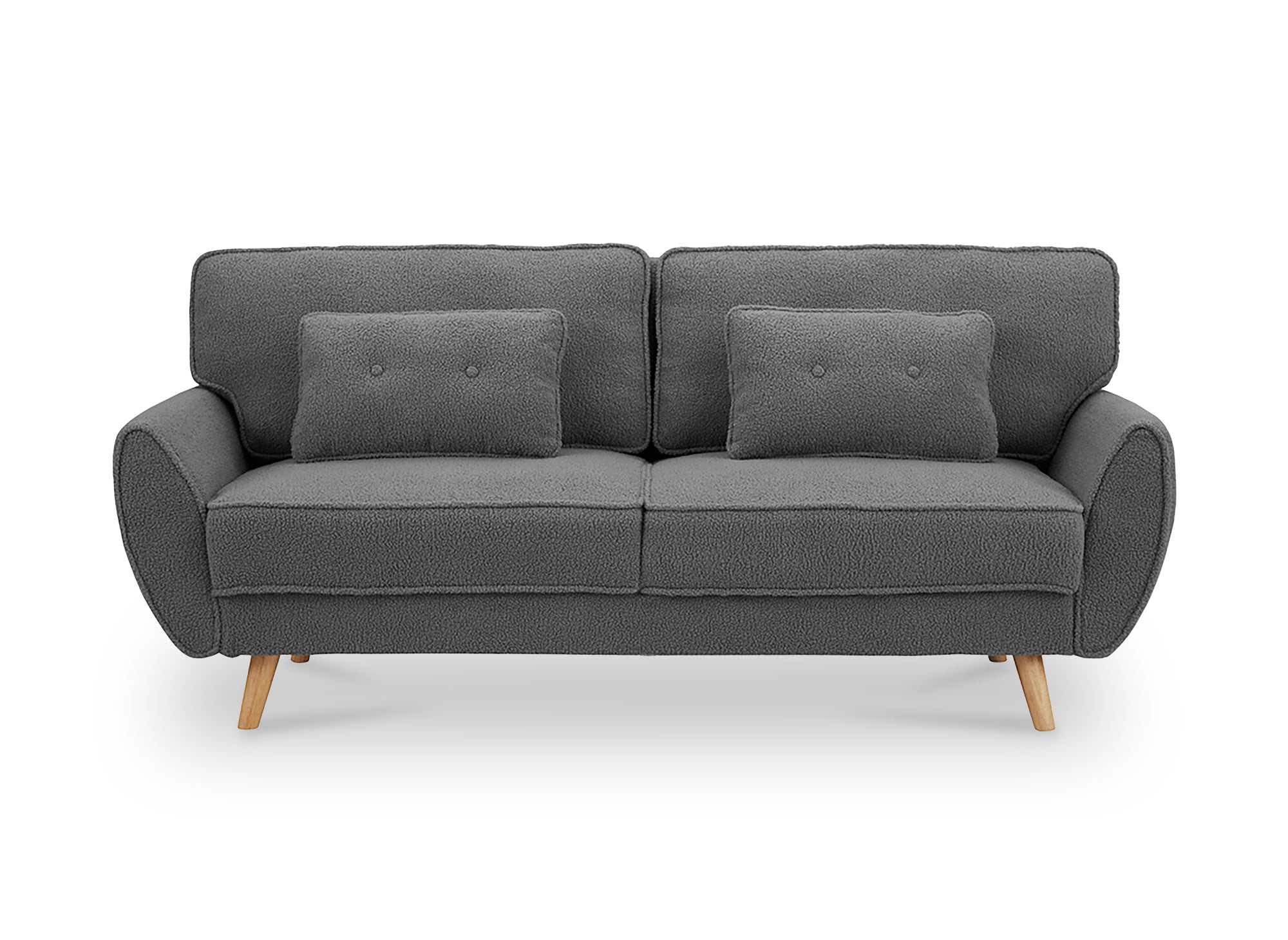 PANAMA graues Frottee-Schlafsofa mit Holzbeinen