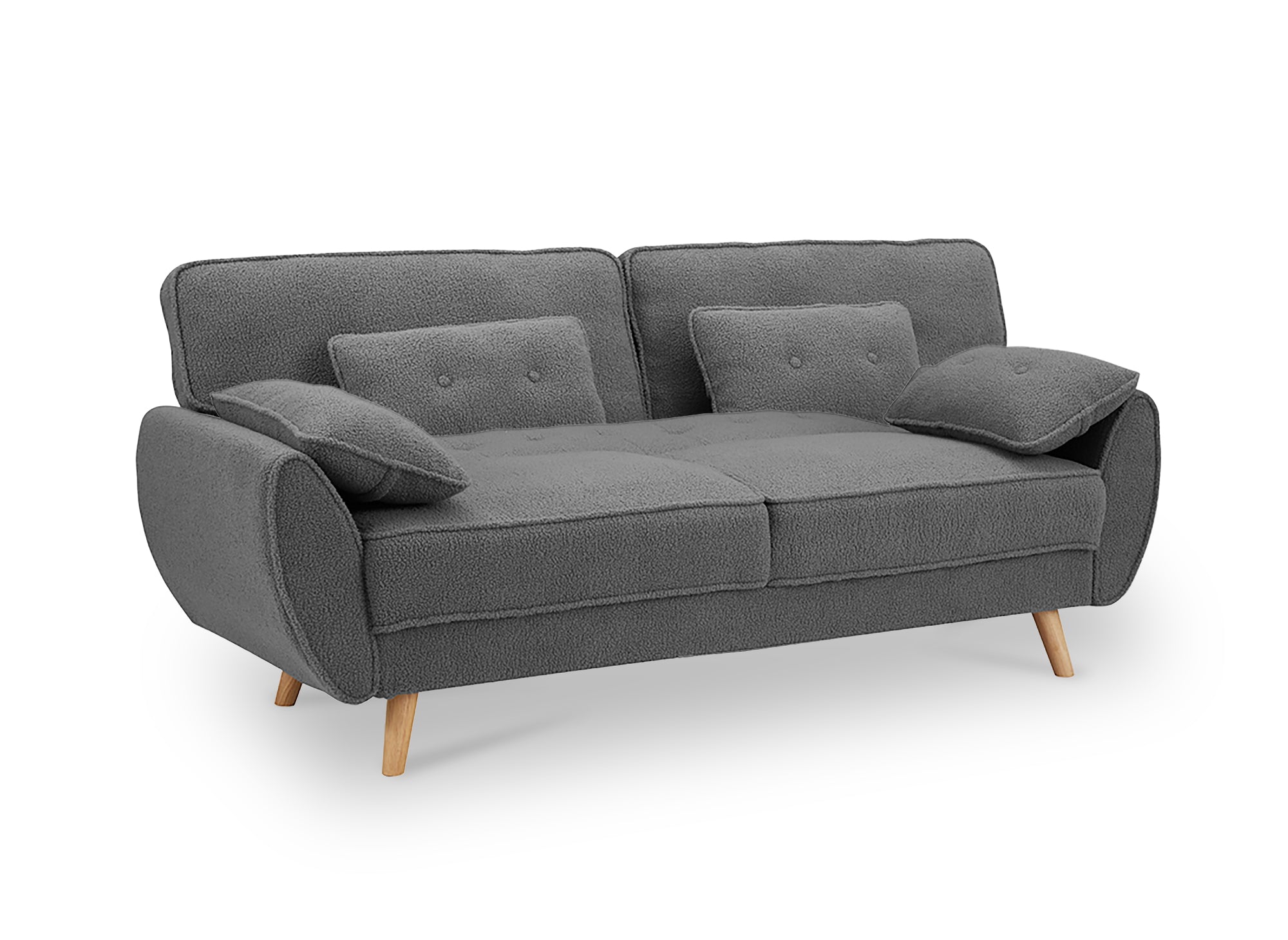 PANAMA graues Frottee-Schlafsofa mit Holzbeinen