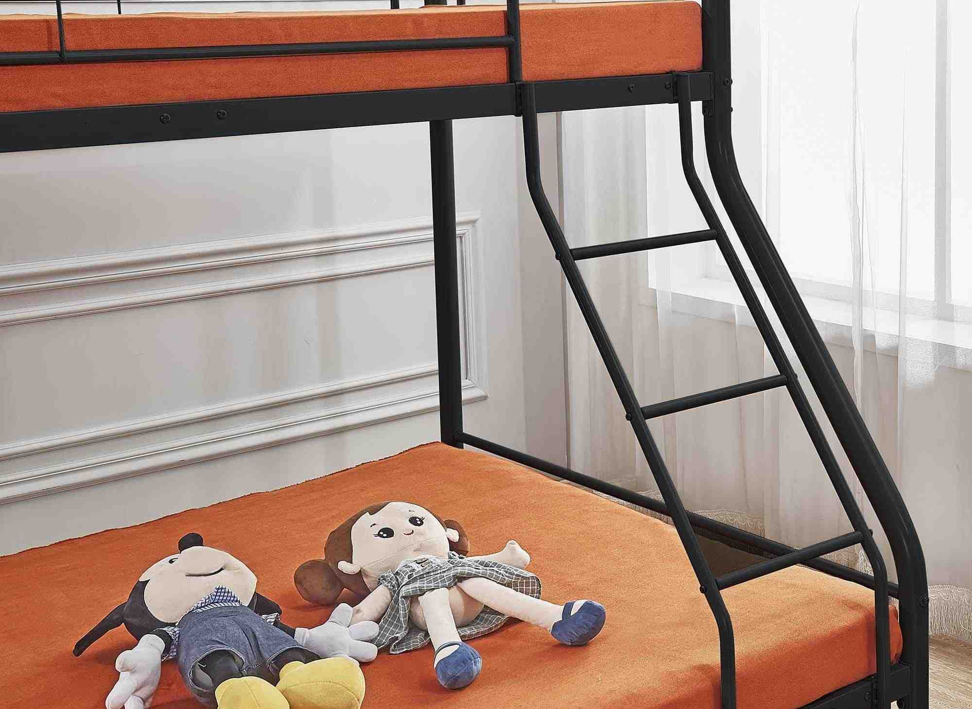 TRINITY 3-Sitzer-Etagenbett aus schwarzem Metall 90 x 190 cm und 140 x 190 cm