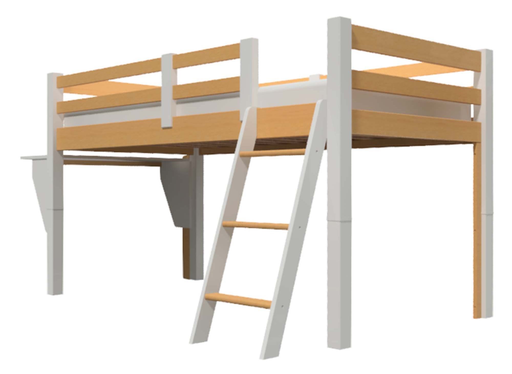 ARMAND halbhohes Hochbett 90 x 190 cm in Holz und Weiß