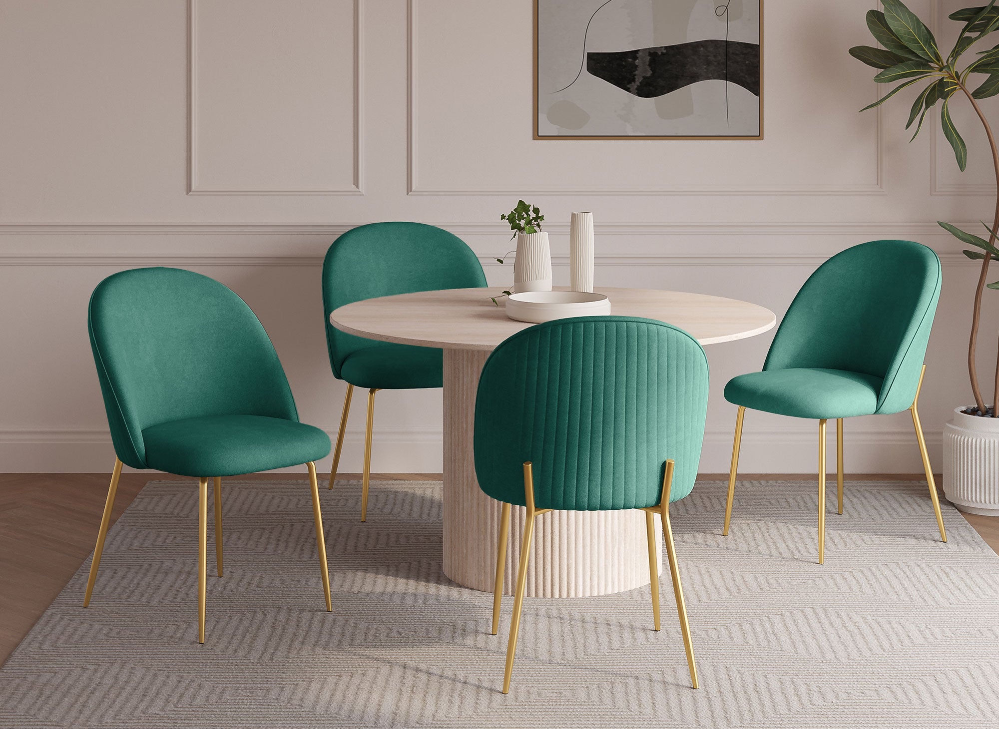 2er-Set Designerstühle aus grünem Samt ARABEL