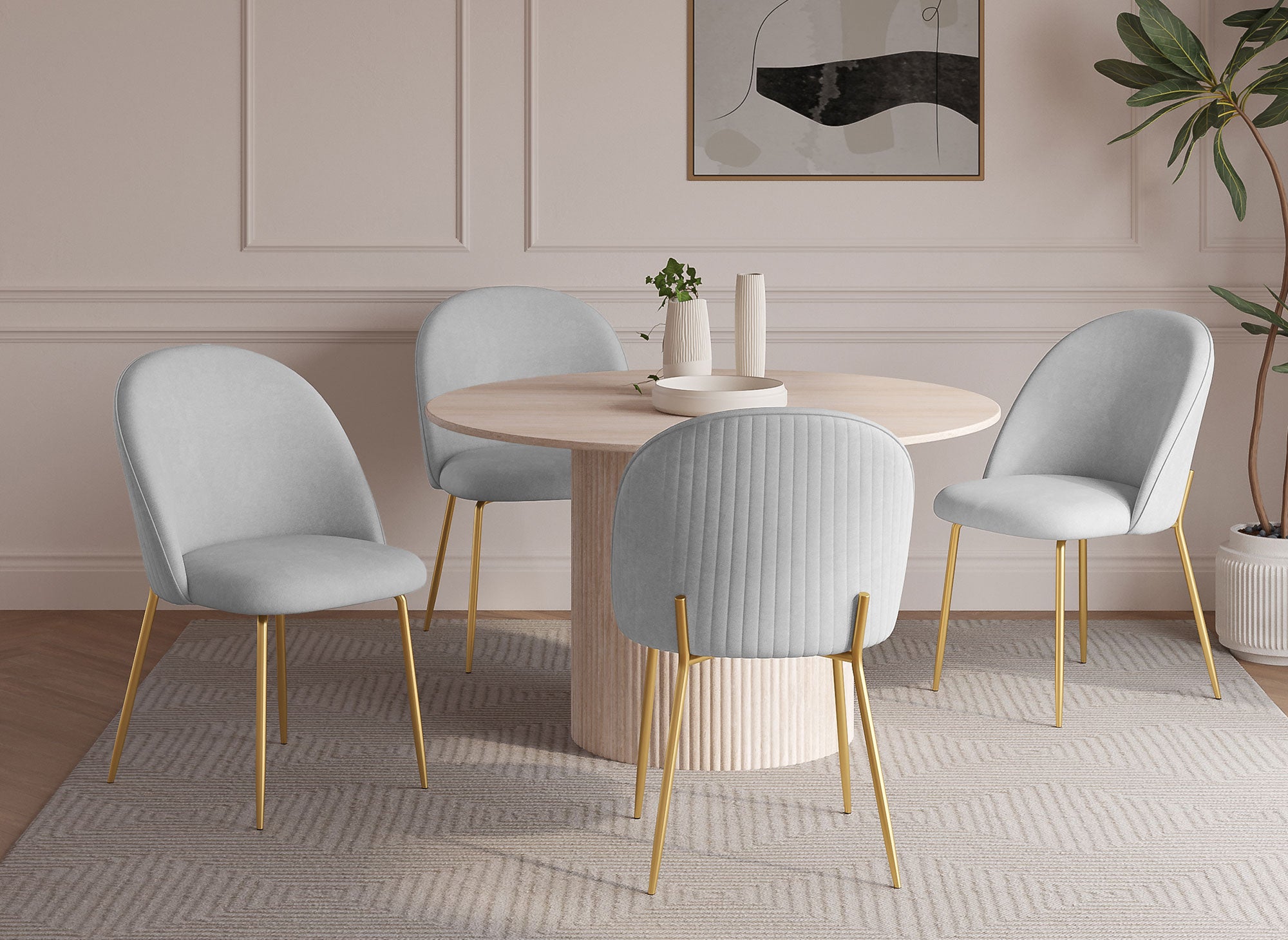 2er-Set Designerstühle aus grauem Samt ARABEL