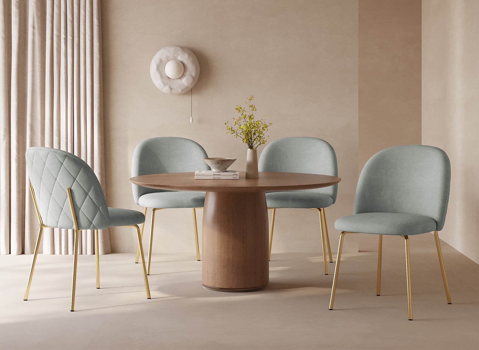 2er-Set KENNETH Designer-Stühle aus grauem Samt