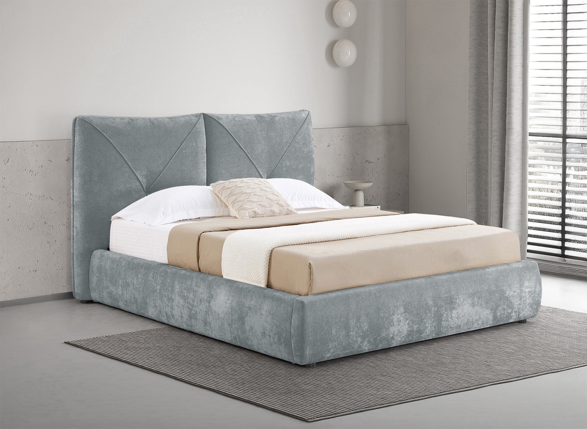 NOAH weiches graues Frottee-Bett mit Stauraum 140x190 cm