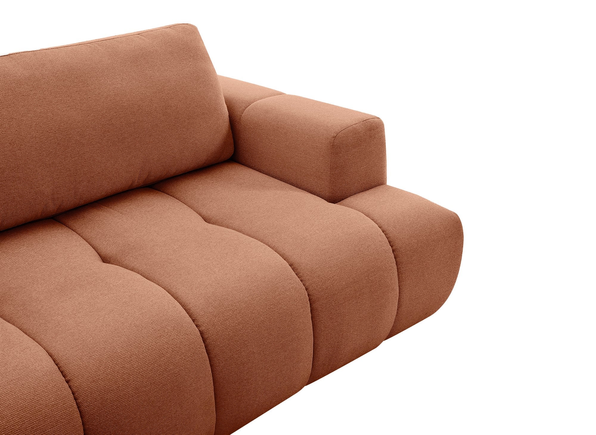 HAVEN Ecksofa aus Terrakotta-Stoff mit Stauraum – Linke Ecke