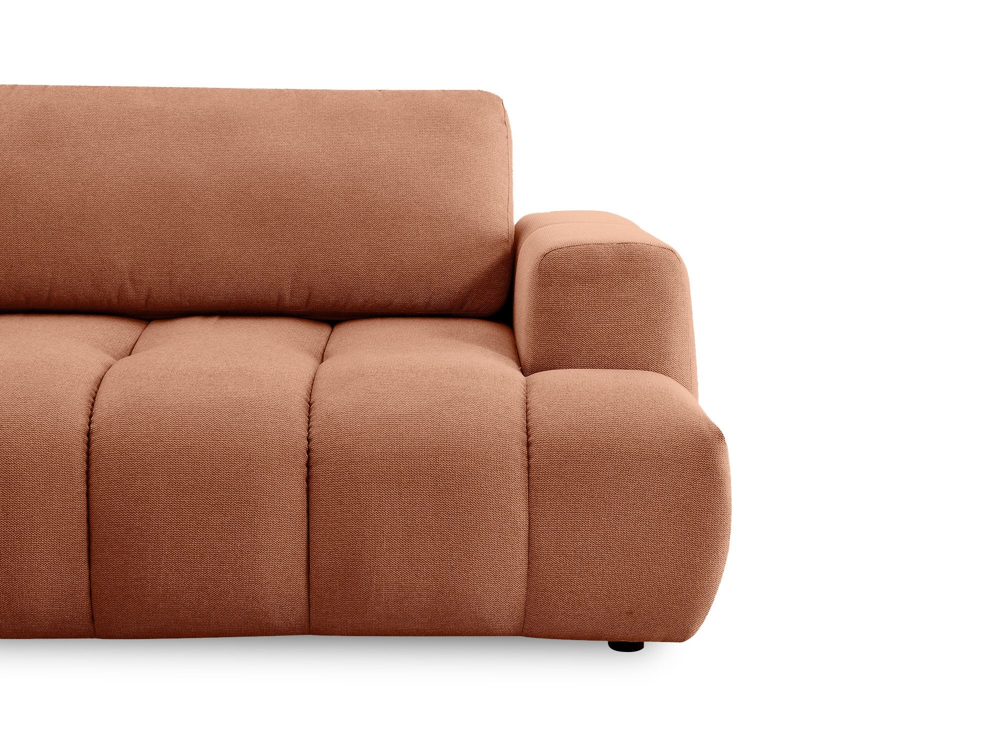 HAVEN Ecksofa aus Terrakotta-Stoff mit Stauraum – Linke Ecke