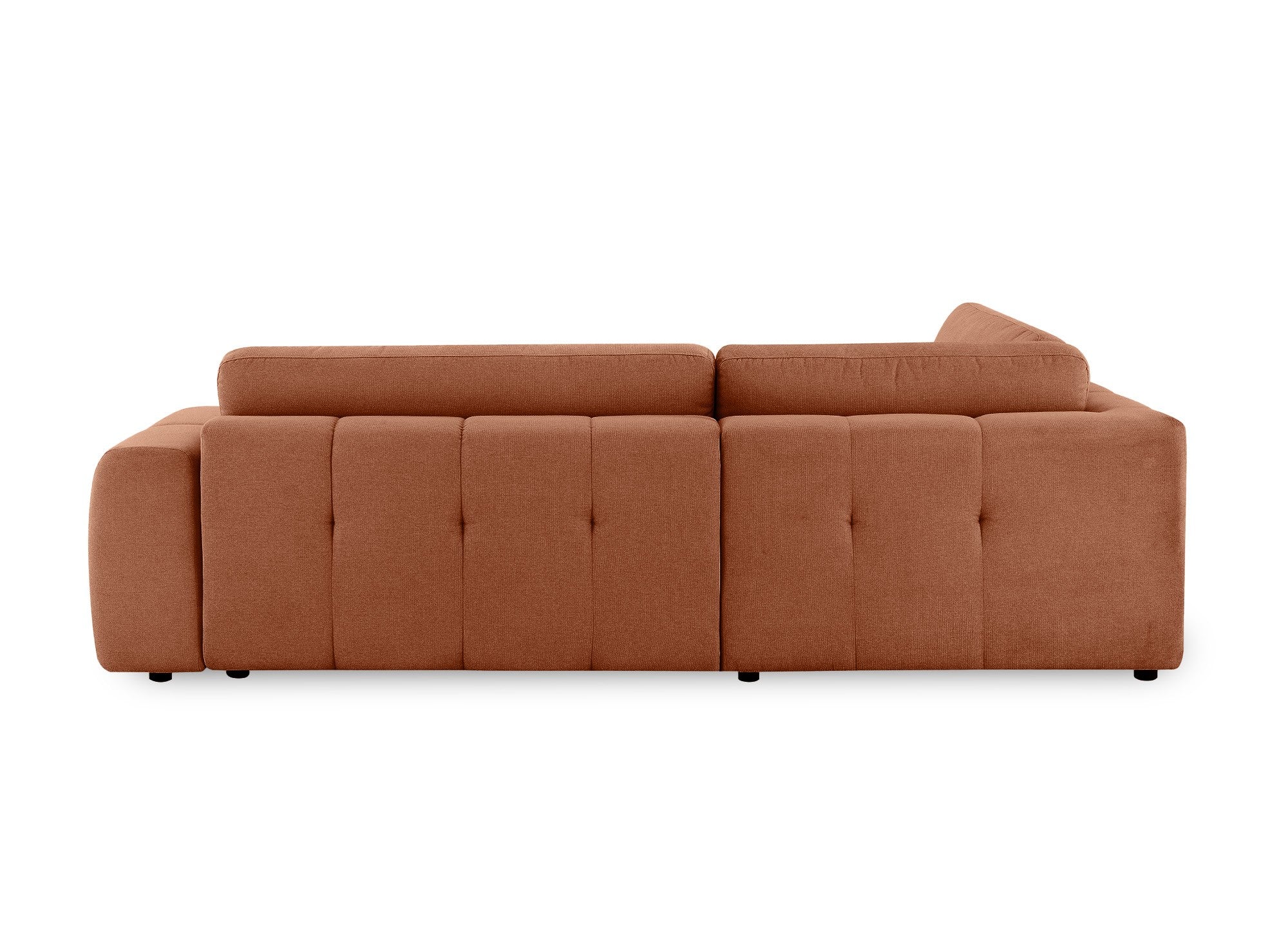 HAVEN Ecksofa aus Terrakotta-Stoff mit Stauraum – Linke Ecke