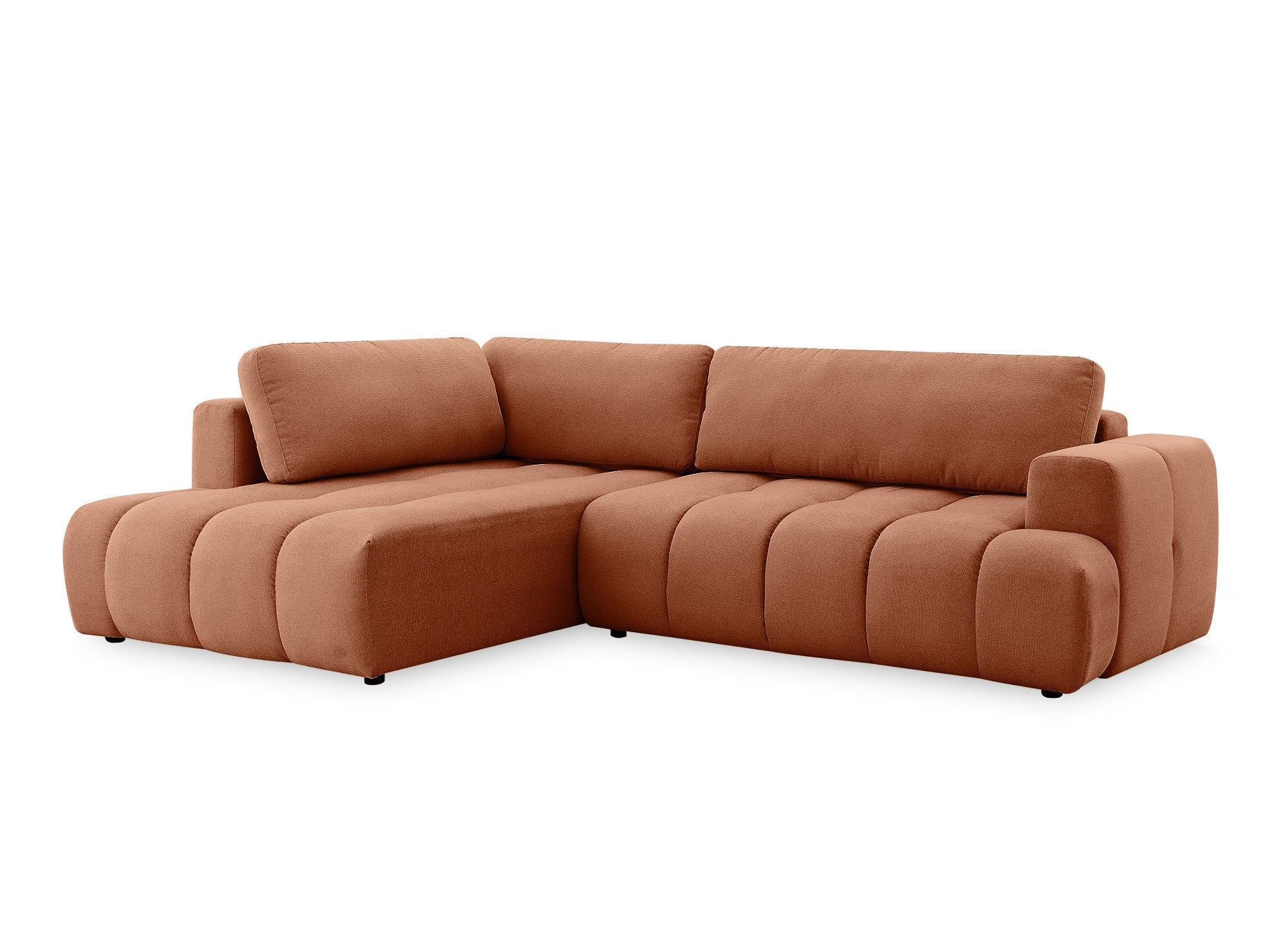 HAVEN Ecksofa aus Terrakotta-Stoff mit Stauraum – Linke Ecke