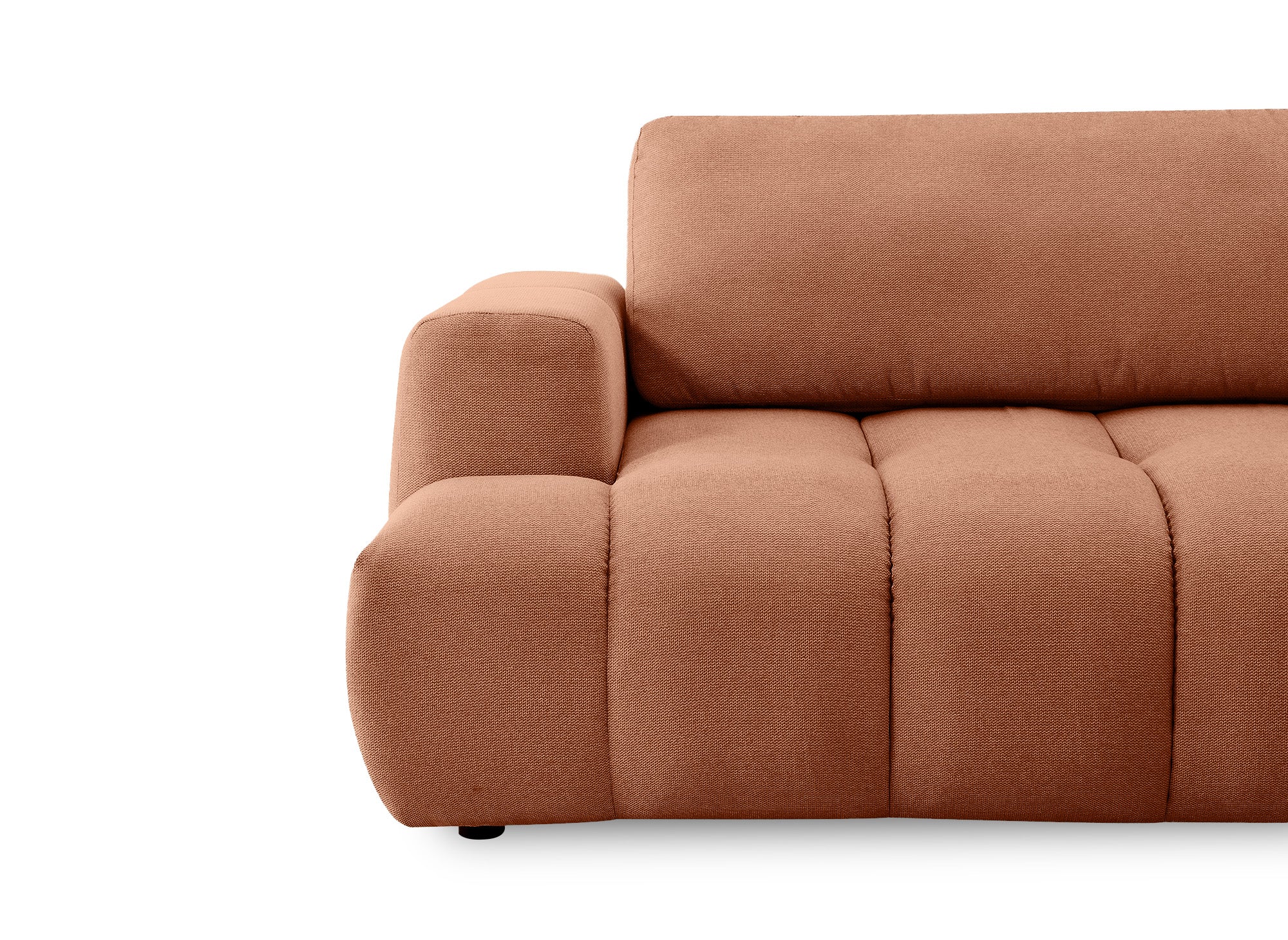 HAVEN Ecksofa aus Terrakotta-Stoff mit Stauraum – rechtwinklig