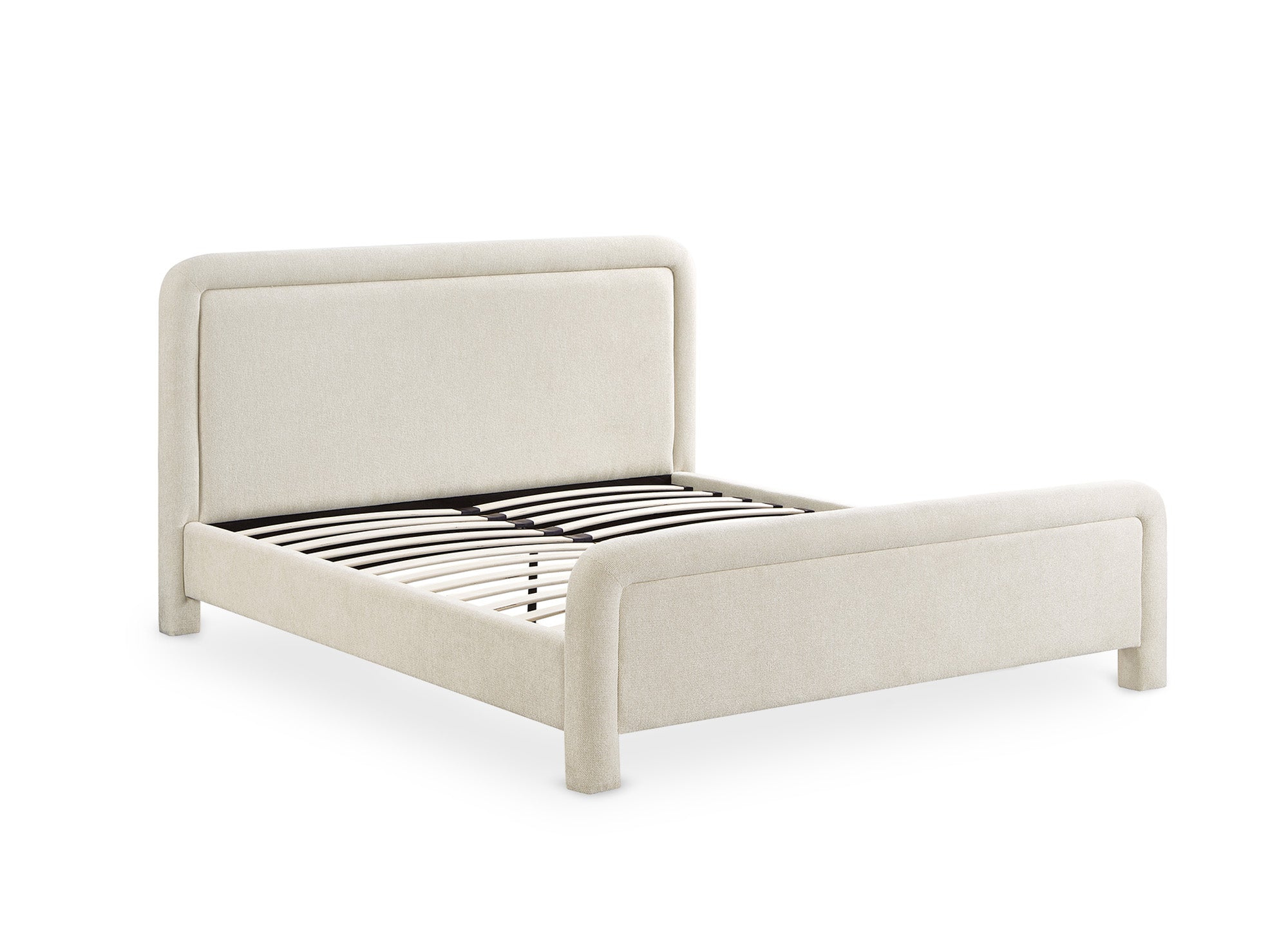 Doppelbett aus weichem, beigem Stoff 160 x 200 cm ANELA
