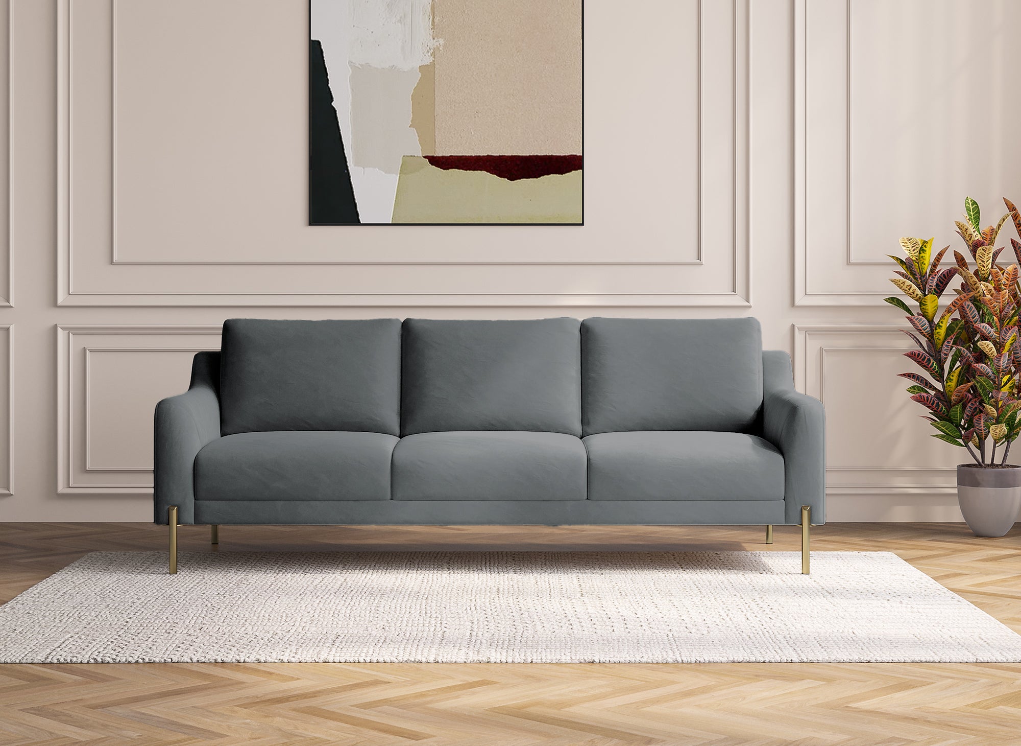 CELINE 3-Sitzer-Sofa aus grauem Samt