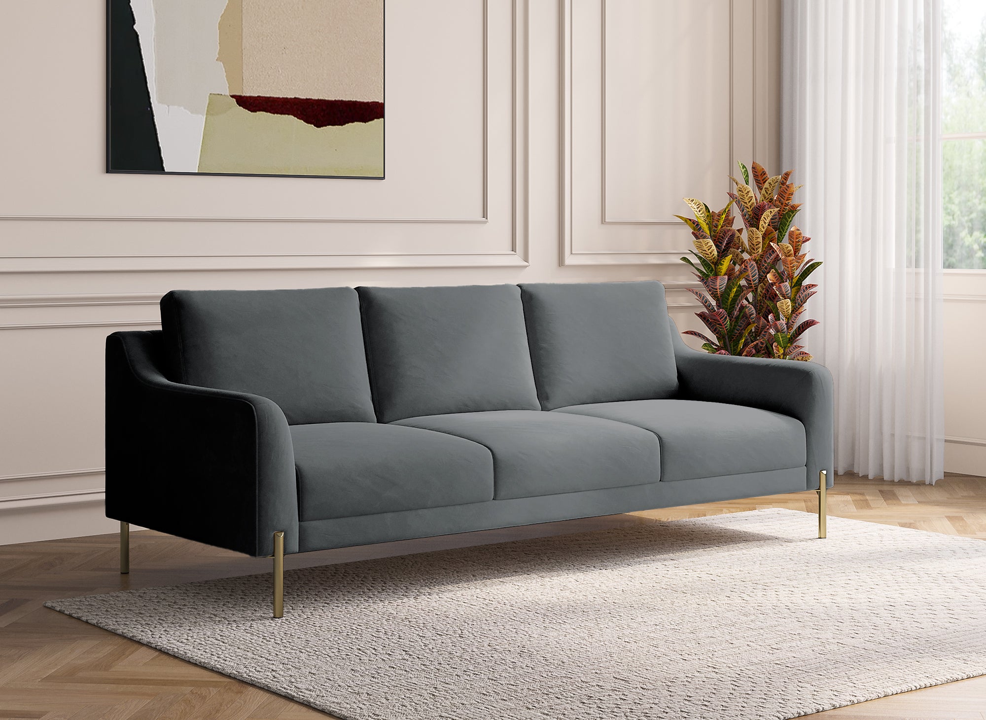 CELINE 3-Sitzer-Sofa aus grauem Samt
