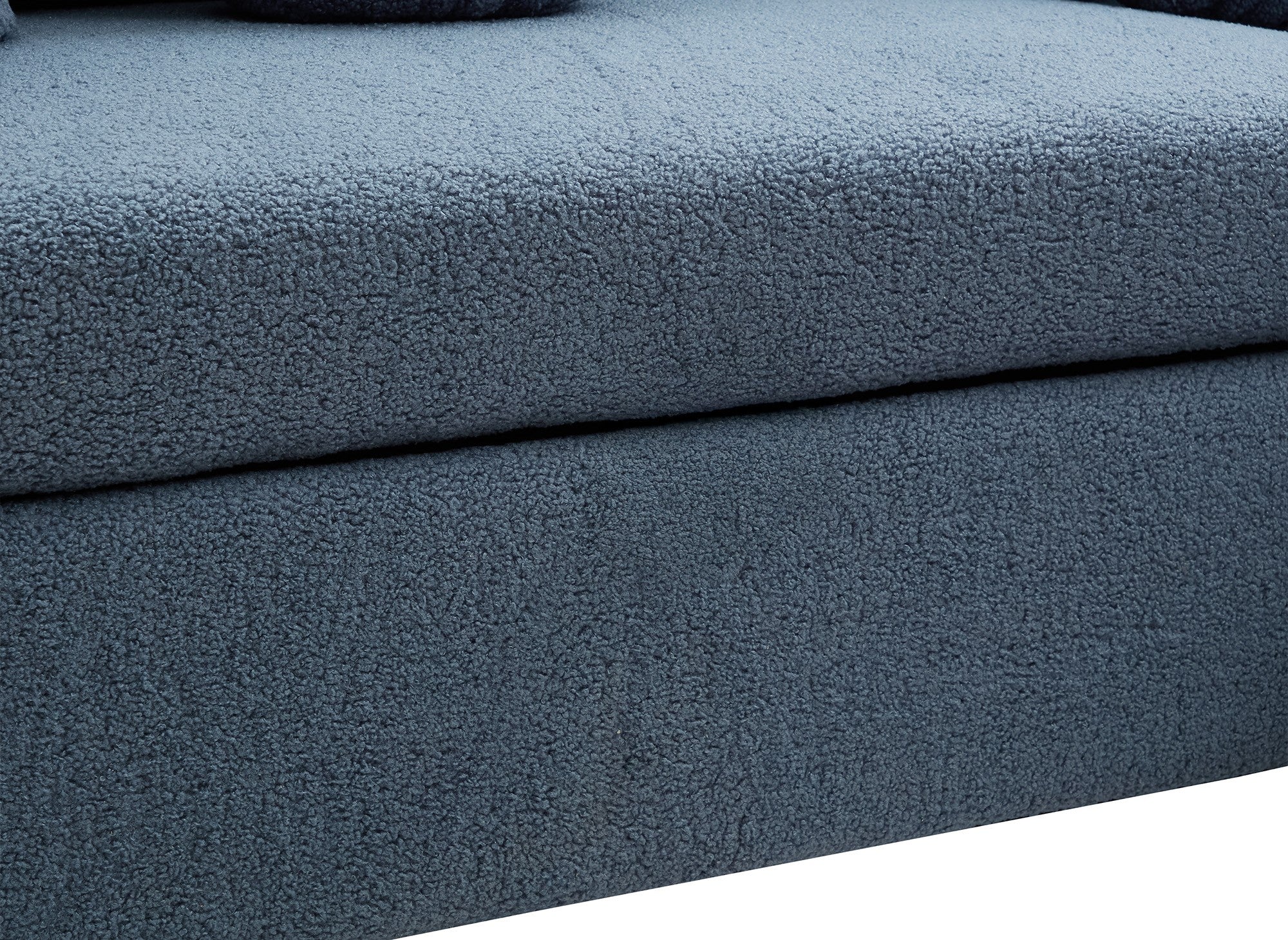 GREGORY umwandelbares und wendbares Ecksofa mit Stauraum aus blauem Bouclé-Stoff
