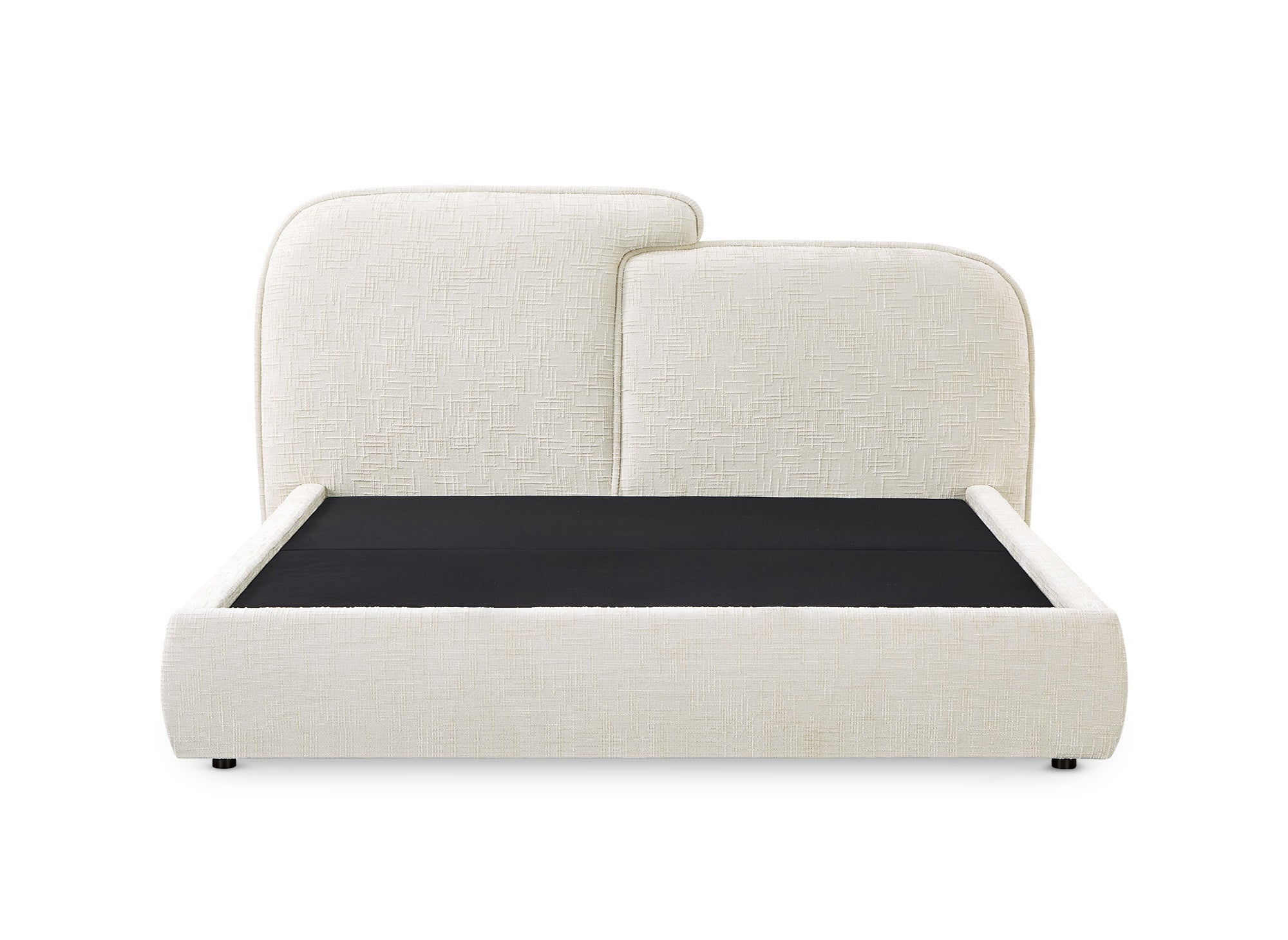 MILENA Bett mit Stauraum, beige melierter Samt, 160 x 200 cm