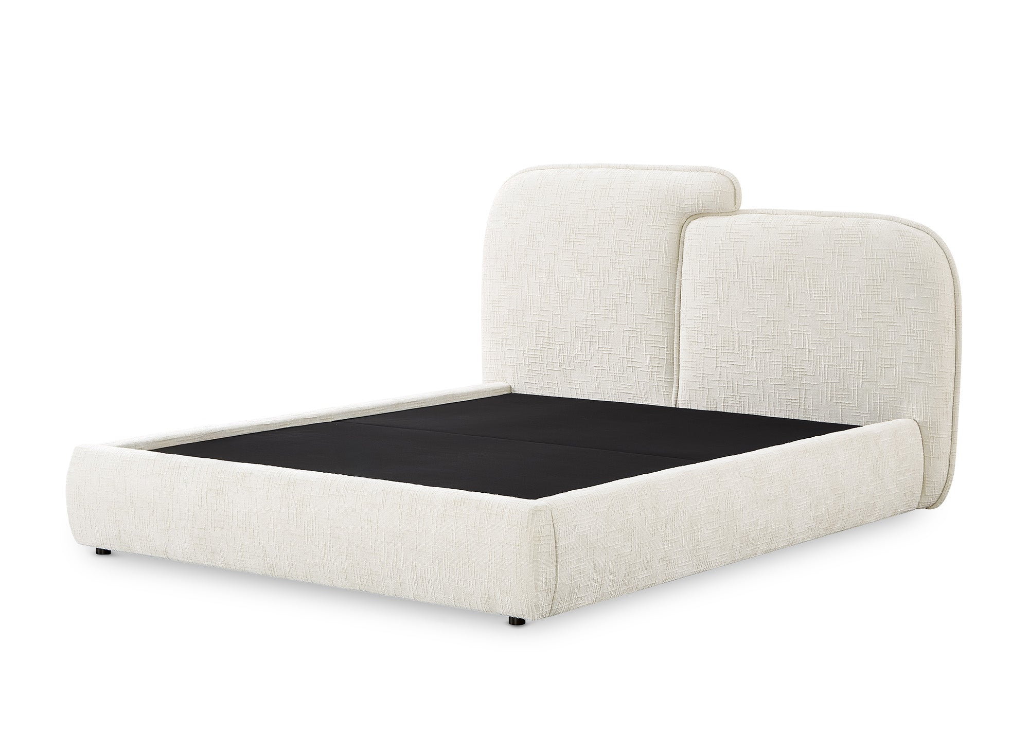 MILENA Bett mit Stauraum, beige melierter Samt, 160 x 200 cm