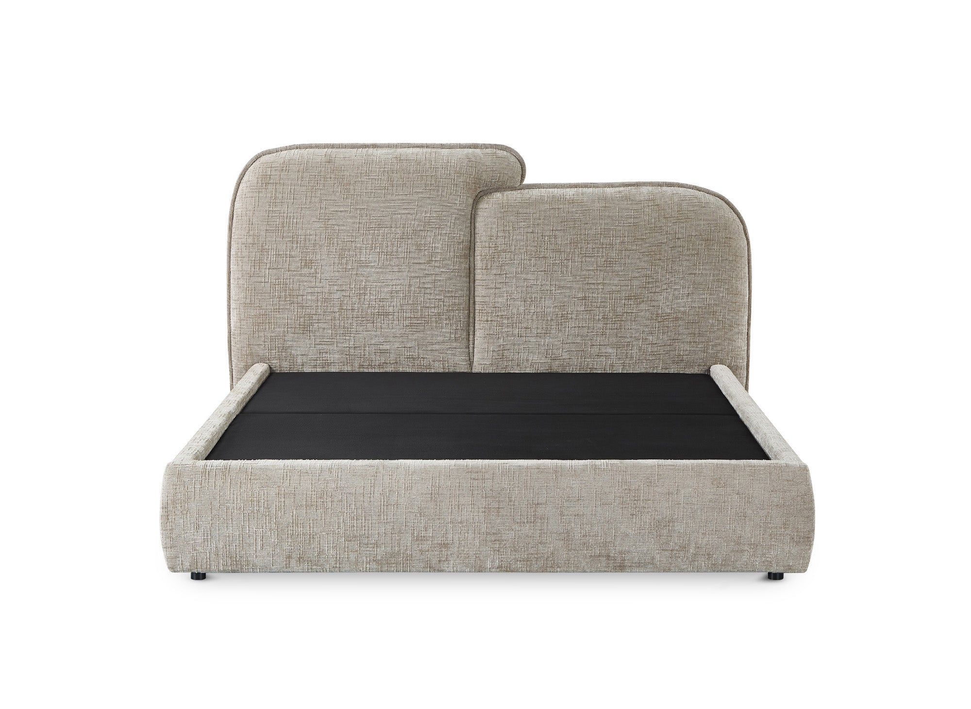 MILENA Bett mit Stauraum, 140x190 cm, taupefarben melierter Samt