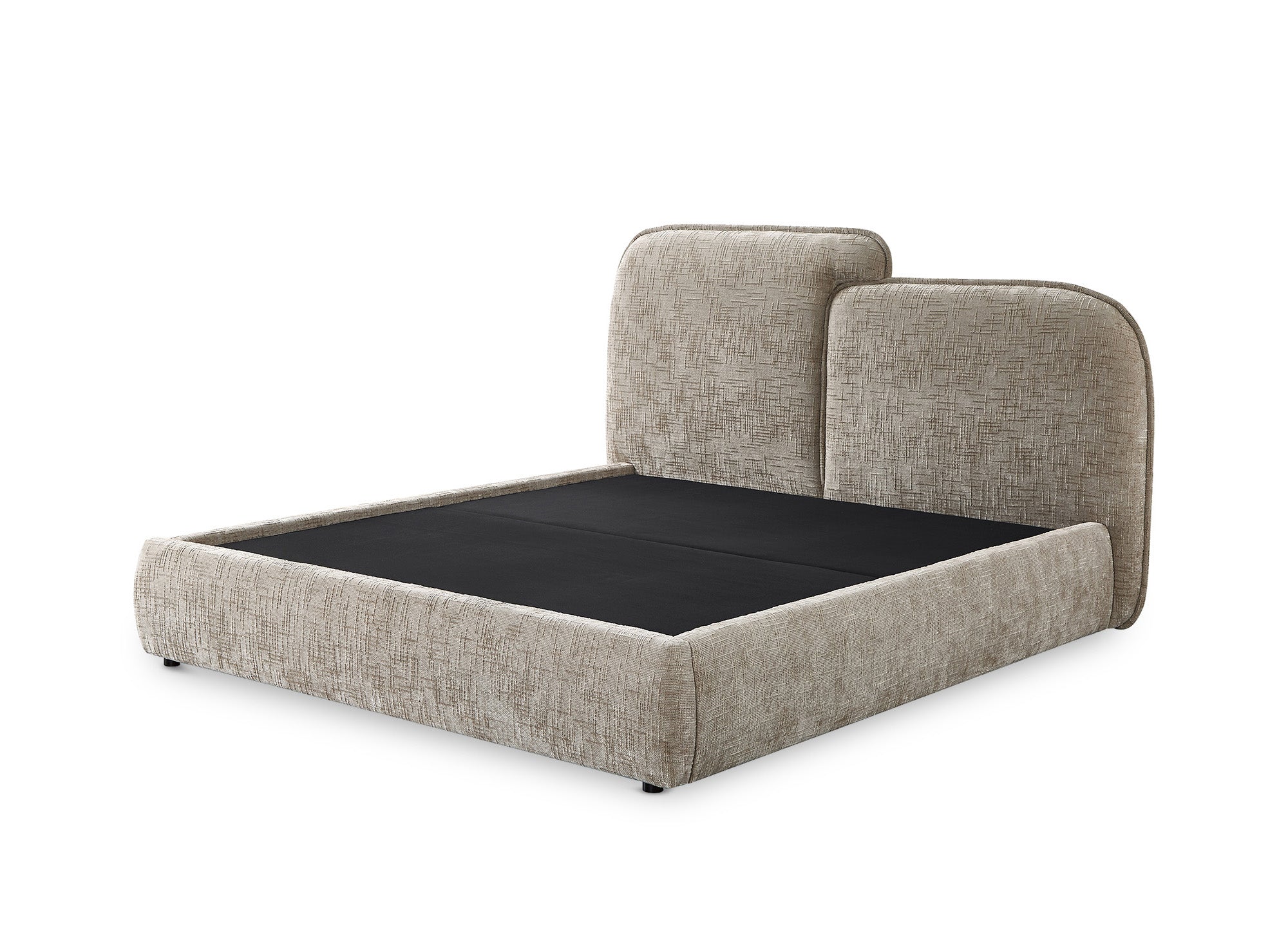 MILENA Bett mit Stauraum, 140x190 cm, taupefarben melierter Samt